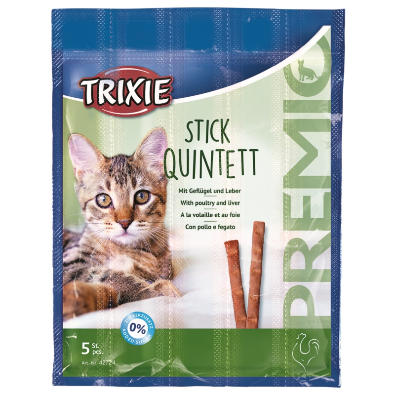 TRIXIE Przysmak PREMIO dla kota Quadro Sticks z drobiem i wątróbką 4x5g