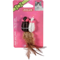 ZOLUX Zabawka dla kota Myszki z piórkami 5cm 2szt