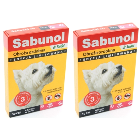 Sabunol obroża dla psa Ozdobna Różowa w łapki 2x50cm