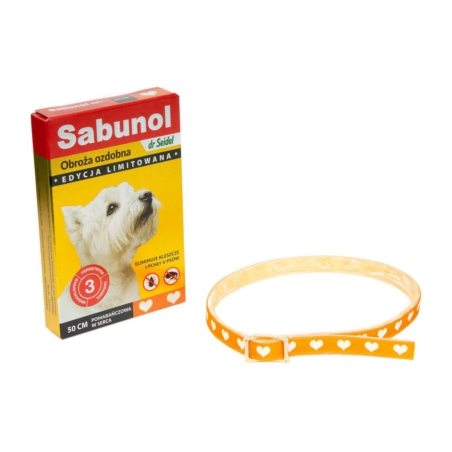 Sabunol obroża dla psa Ozdobna Pomarańczowa w serca 50cm