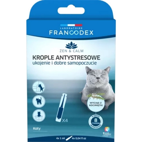 FRANCODEX Krople antystresowe z kocimiętką dla kotów 4x1ml