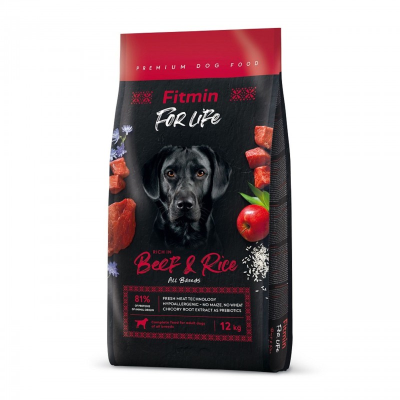 FITMIN Dog for life Adult Beef Rice 12kg