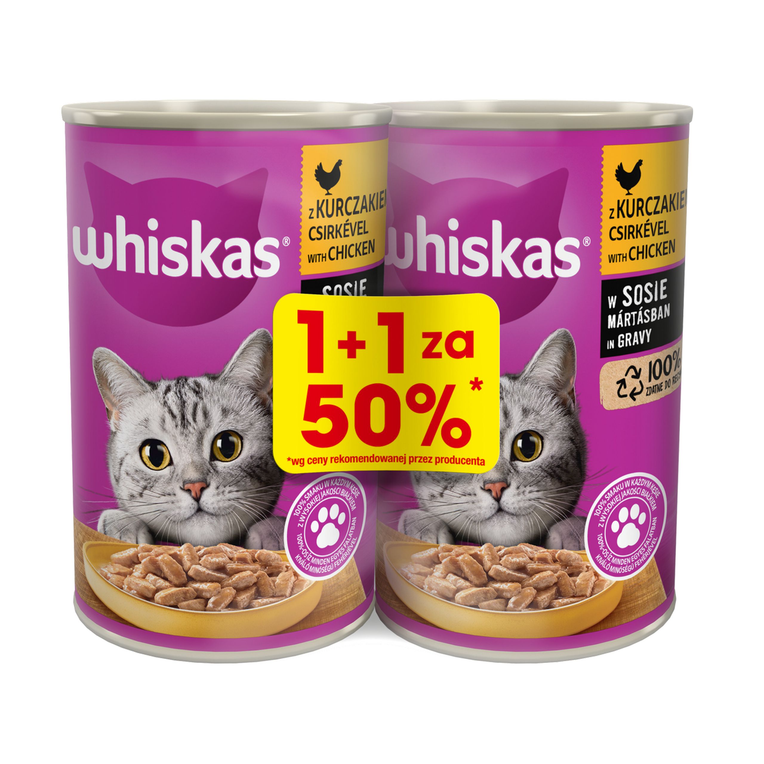 WHISKAS puszka KURCZAK w sosie 2x400g