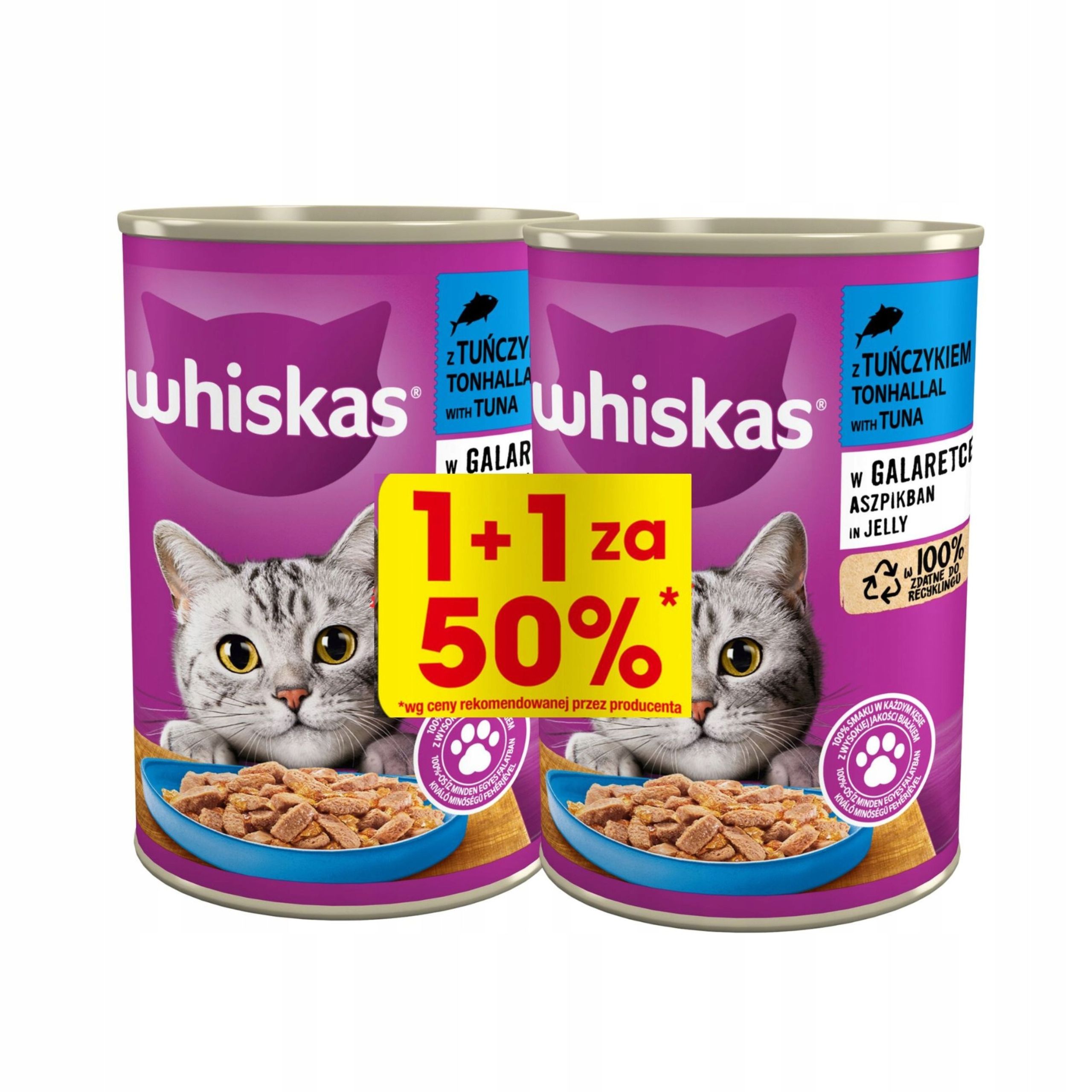 WHISKAS puszka TUŃCZYK w galarecie 2x400g