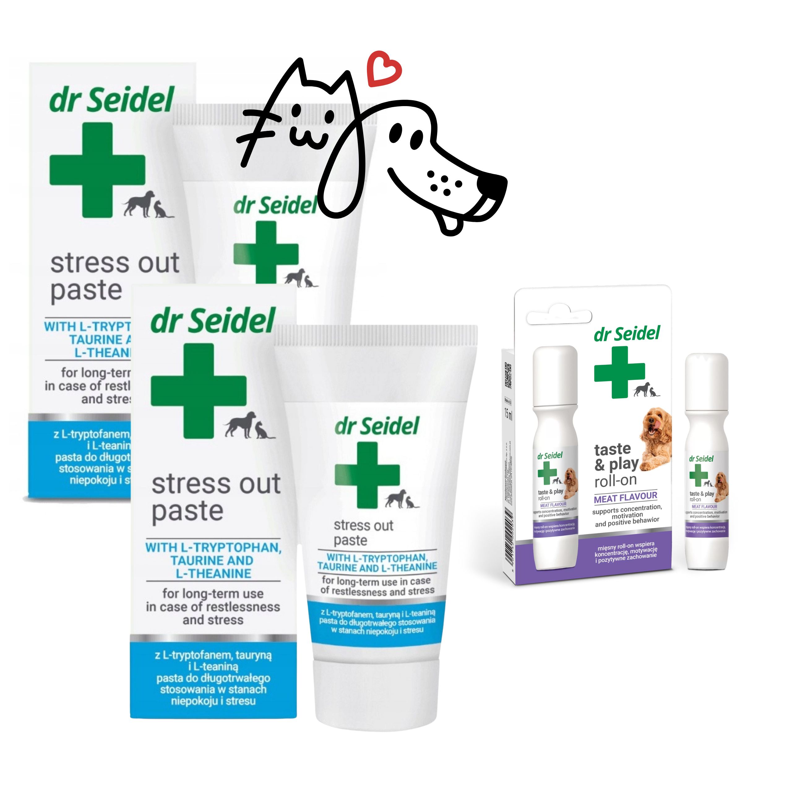 Dr Seidel Stress Out Pasta 2x30g + przysmak Roll-On gratis