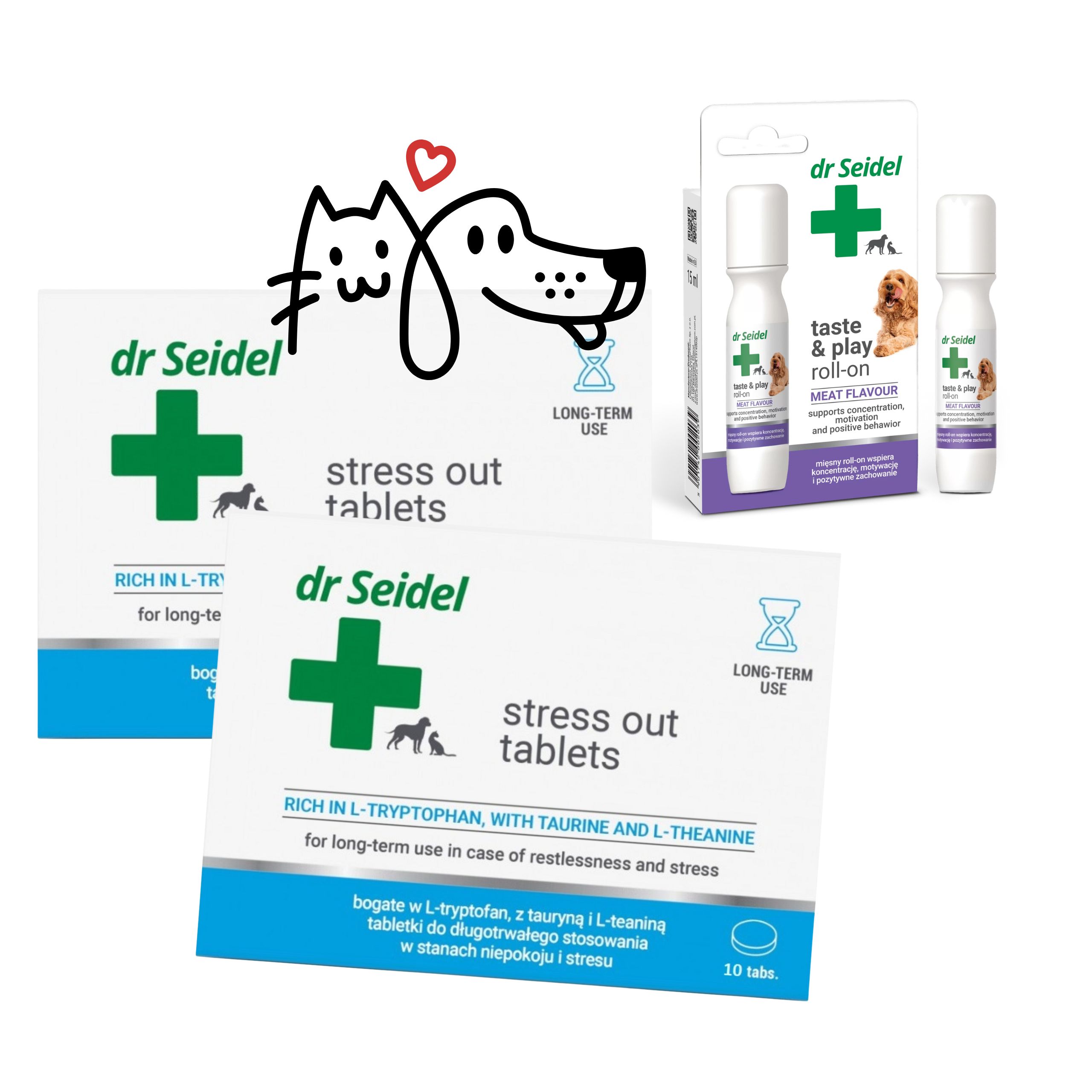 Dr Seidel Stress Out Tabletki 2x10szt + przysmak Roll-On gratis