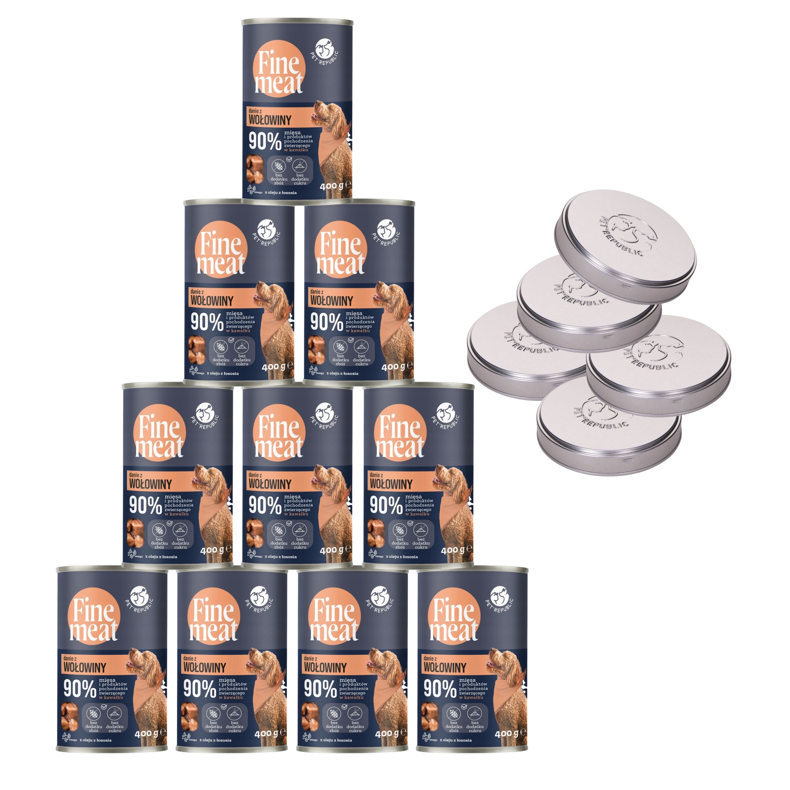 Pet Republic Fine Meat Danie z Wołowiny Dla Psów 10x400g + Pokrywki Gratis