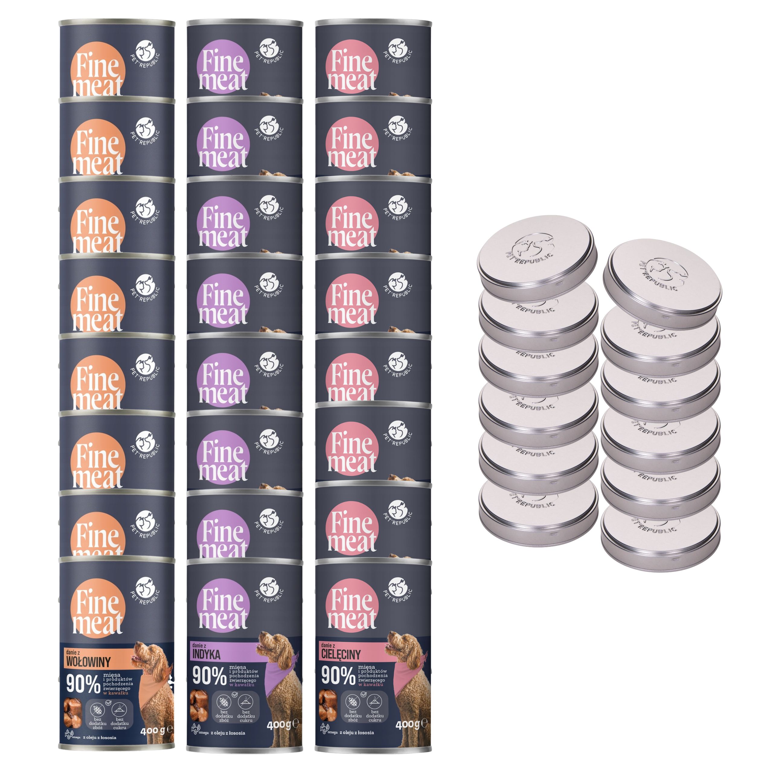 Pet Republic Fine Meat Mix Smaków Dla Psów 24x400g + Pokrywki Gratis