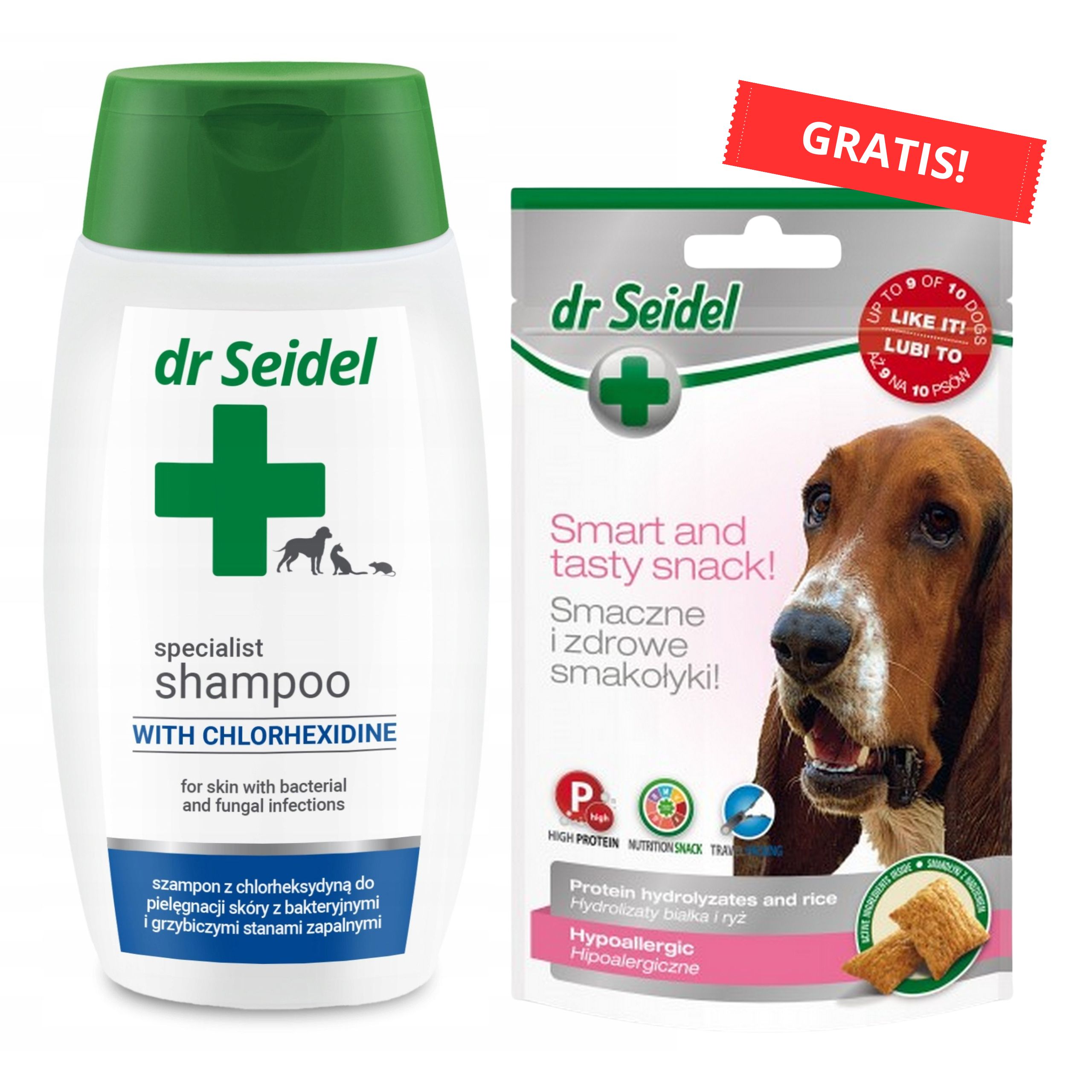 Dr Seidel Szampon Z CHLORHEKSYDYNĄ 220ml + Przysmak Gratis!