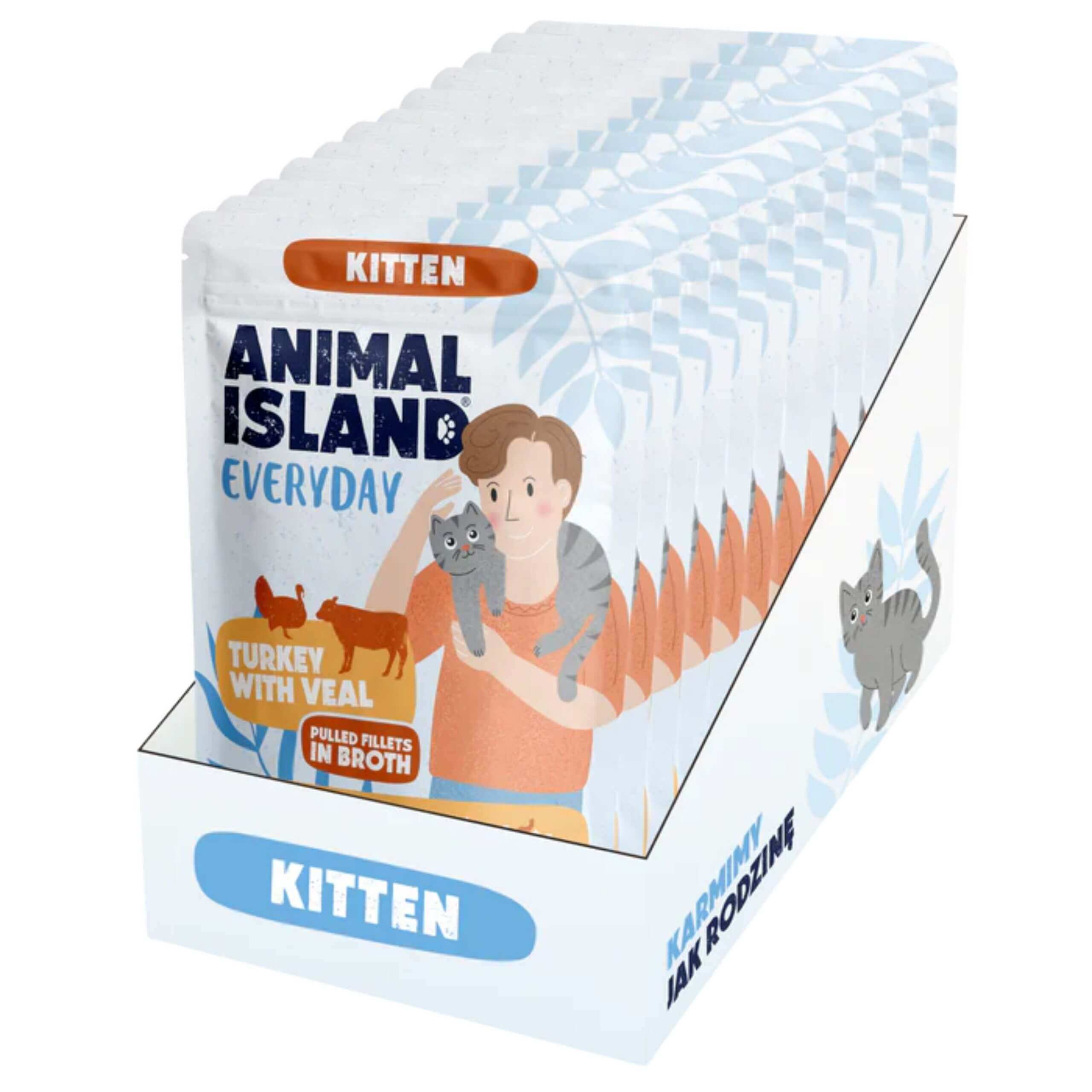 ANIMAL ISLAND Everyday Kitten Indyk Cielęcina filet w rosole 12x85g