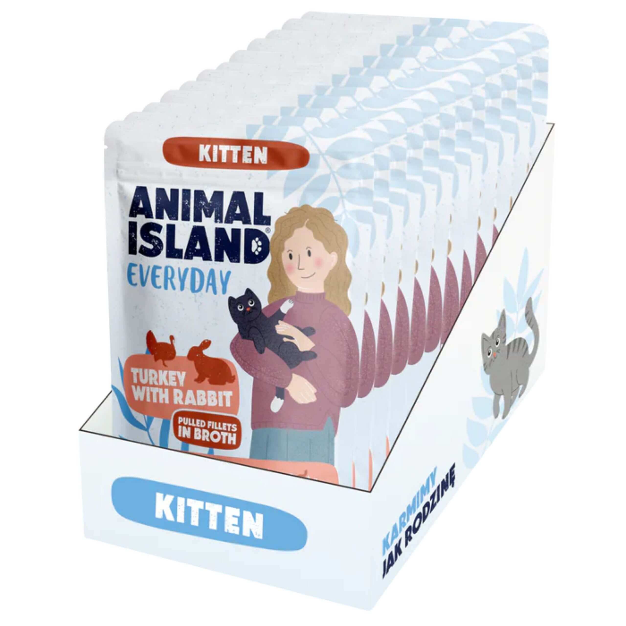 ANIMAL ISLAND Everyday Kitten Indyk Królik filet w rosole 12x85g