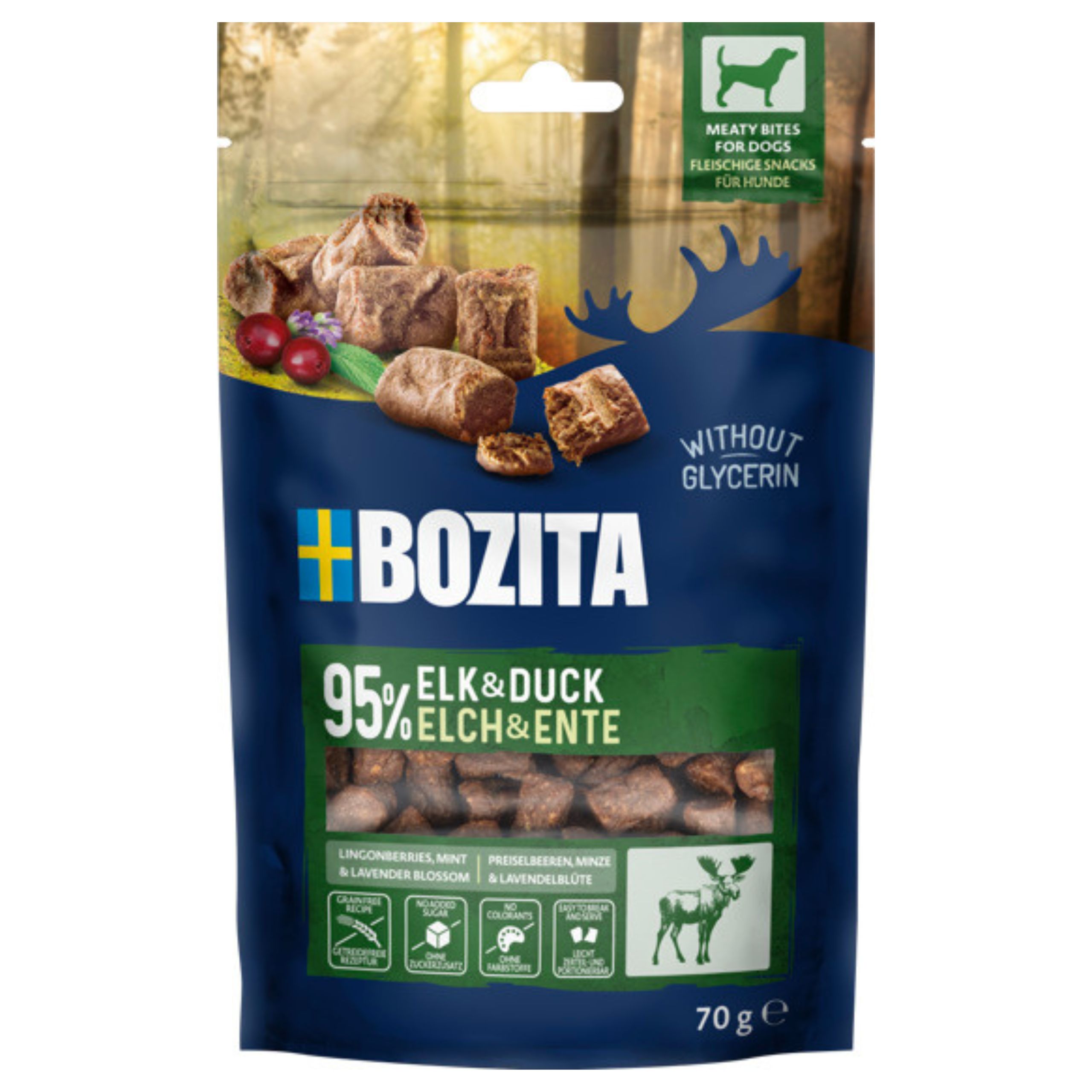 BOZITA Mięsne przysmaki Łoś Kaczka 70g