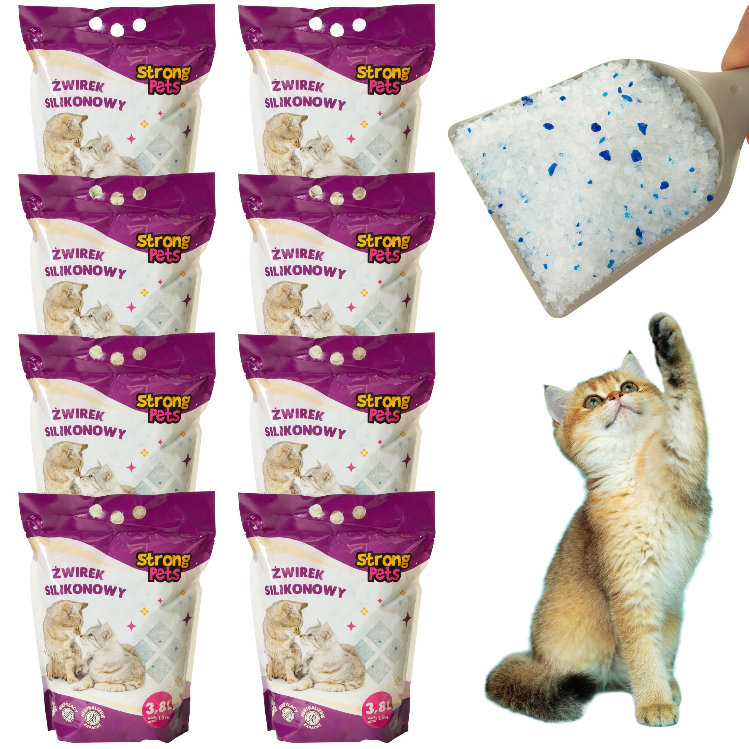 STRONG PETS Żwirek Silikonowy 8×3,8L