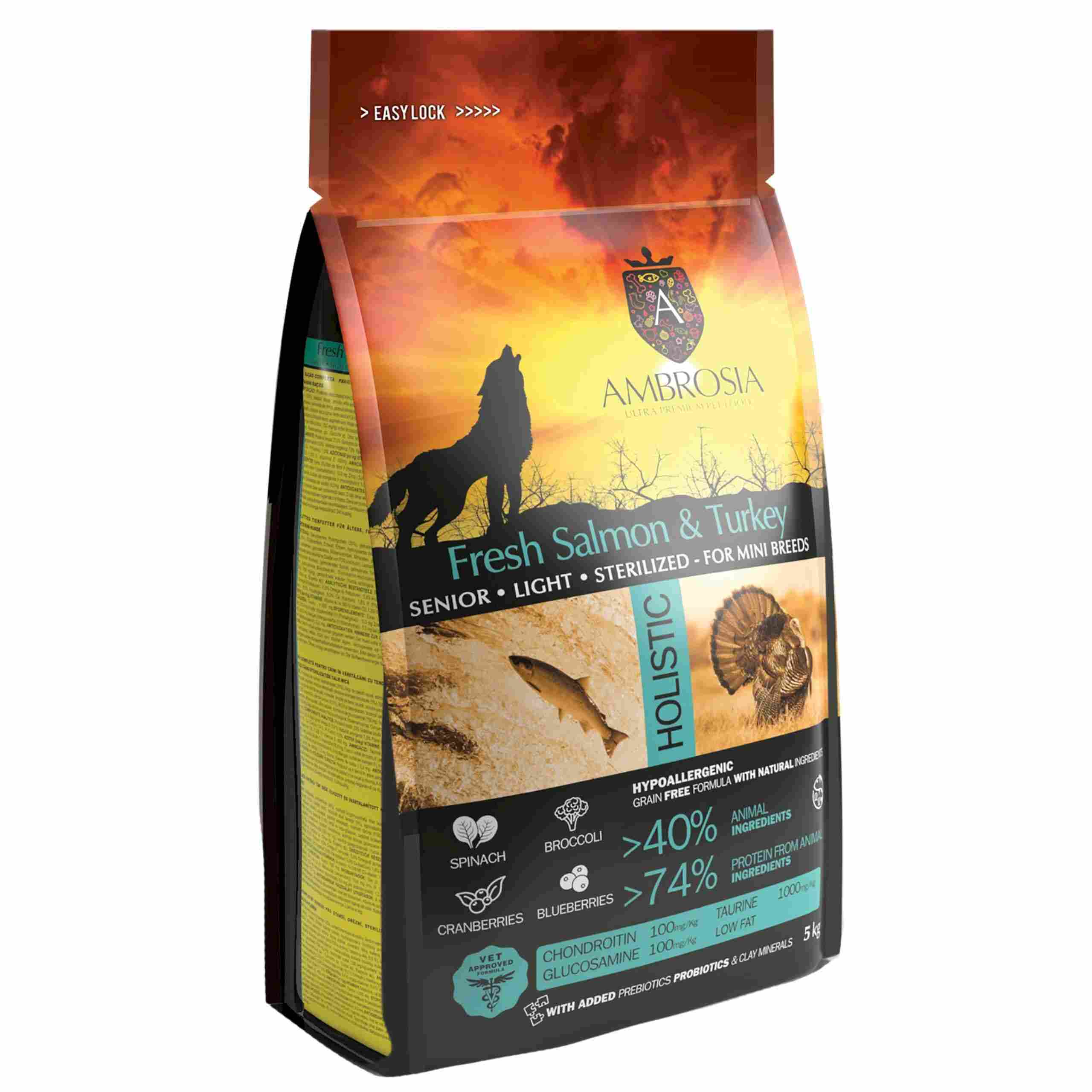 AMBROSIA Senior Mini Light Sterilized Salmon Turkey 5kg
