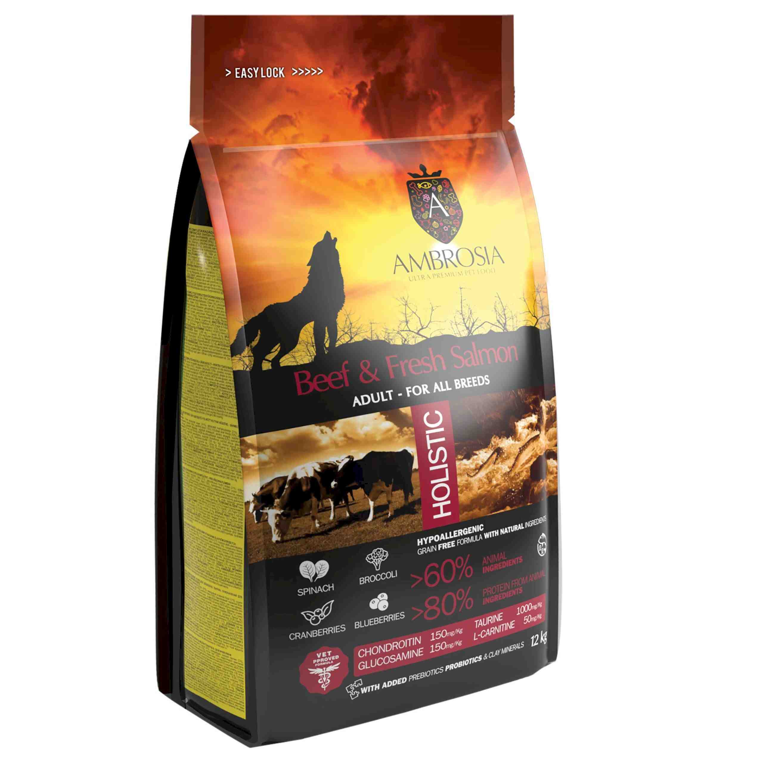 AMBROSIA Adult Beef Salmon 12kg