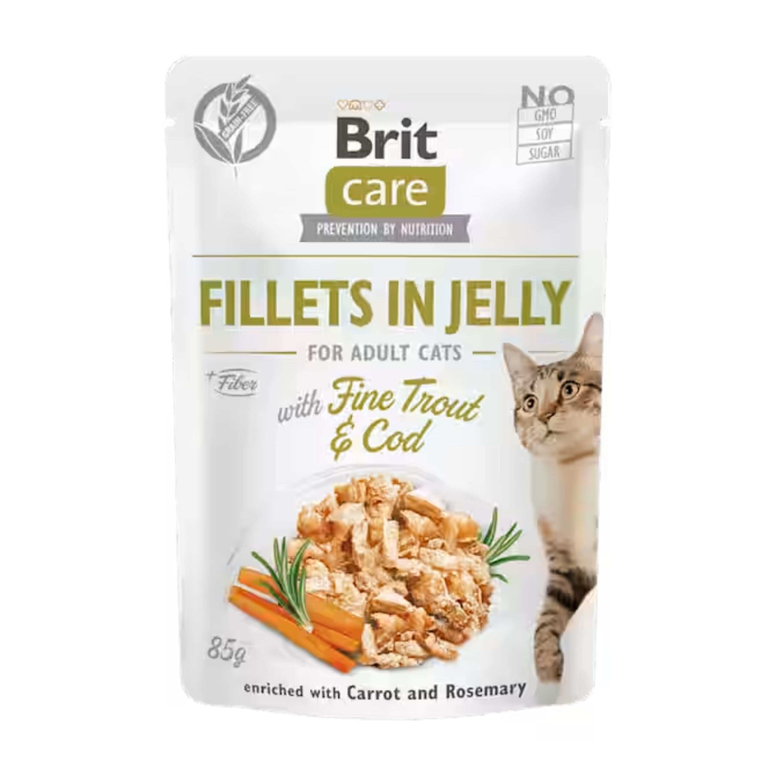 BRIT Care saszetka FILLETS IN JELLY Fine Trout & Cod 85g