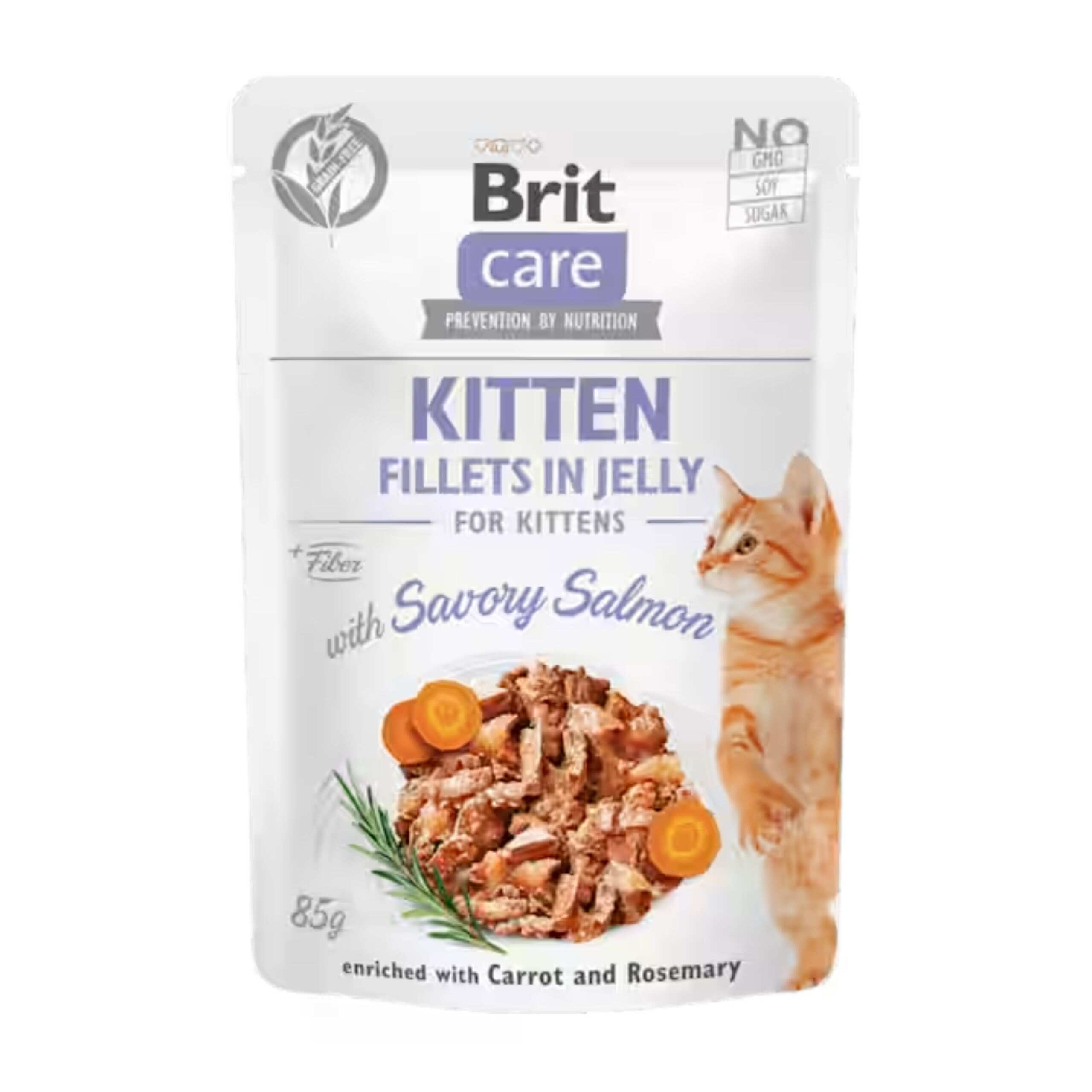 BRIT Care saszetka FILLETS IN JELLY Kitten Savory Salmon 85g