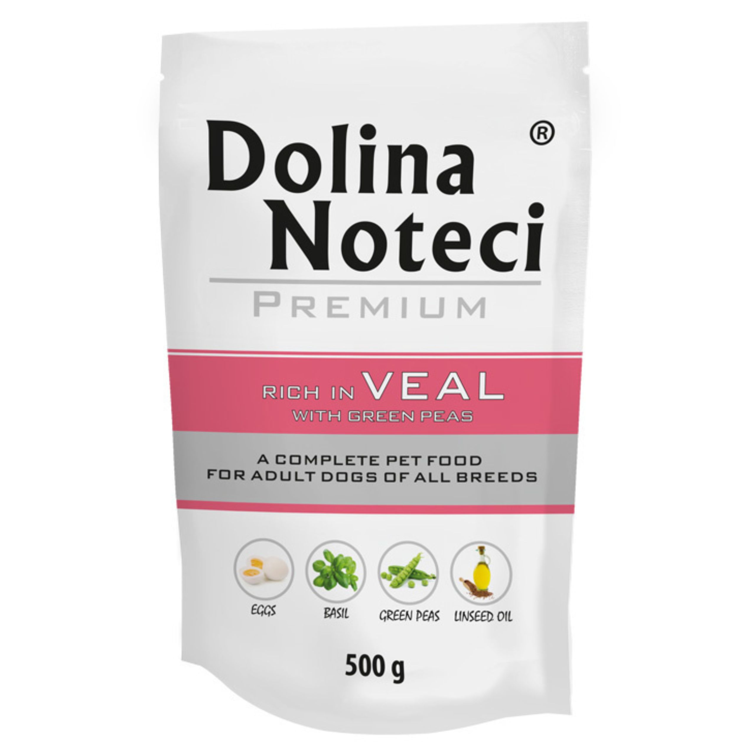 Dolina Noteci Premium ADULT saszetka z CIELĘCINĄ I GROSZKIEM 500g