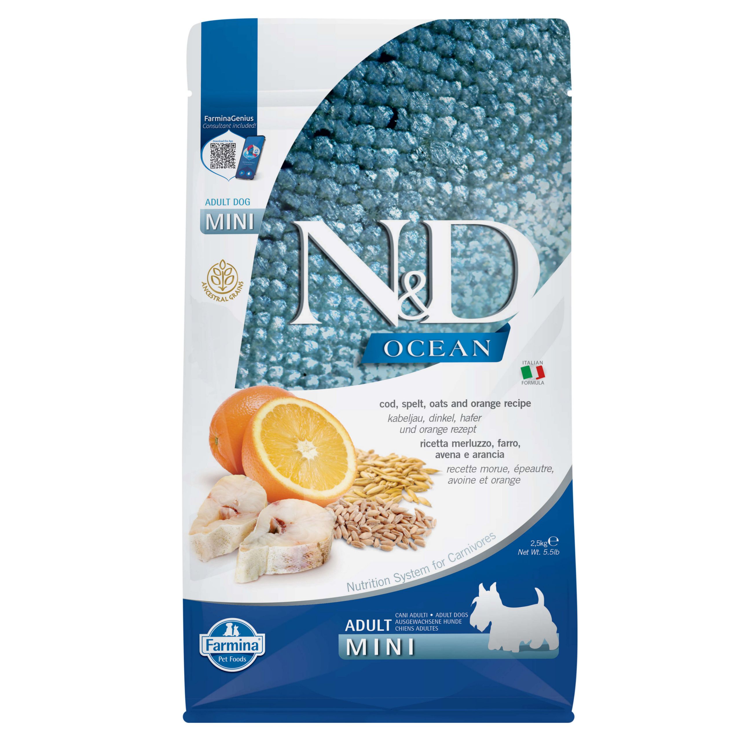 FARMINA N&D Ocean Adult Mini Cod&Spelt&Oats&Orange