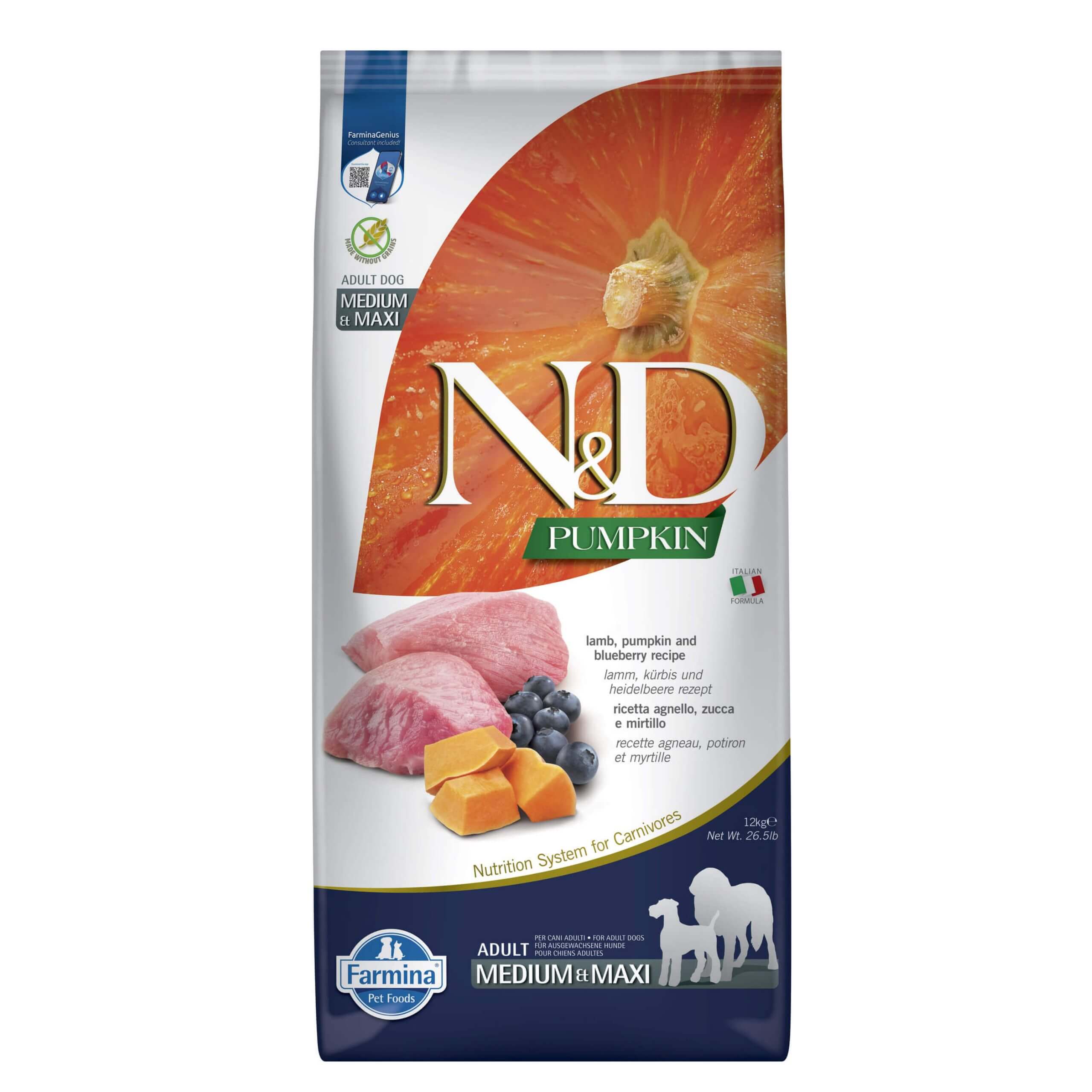 FARMINA N&D PUMPKIN Adult Lamb Medium/Maxi 12kg