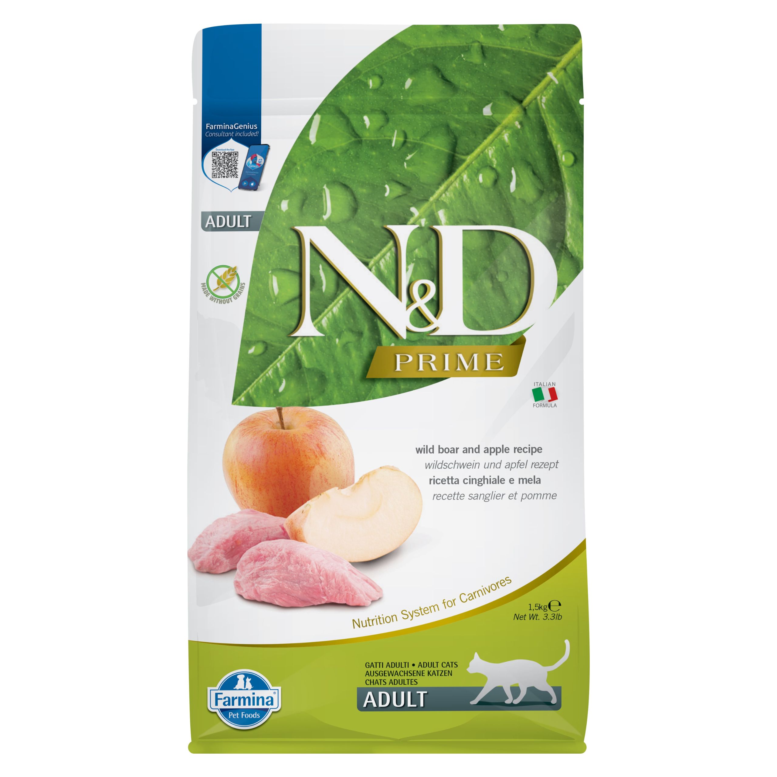 FARMINA N&D Prime Adult Wild Boar & Apple 1,5kg