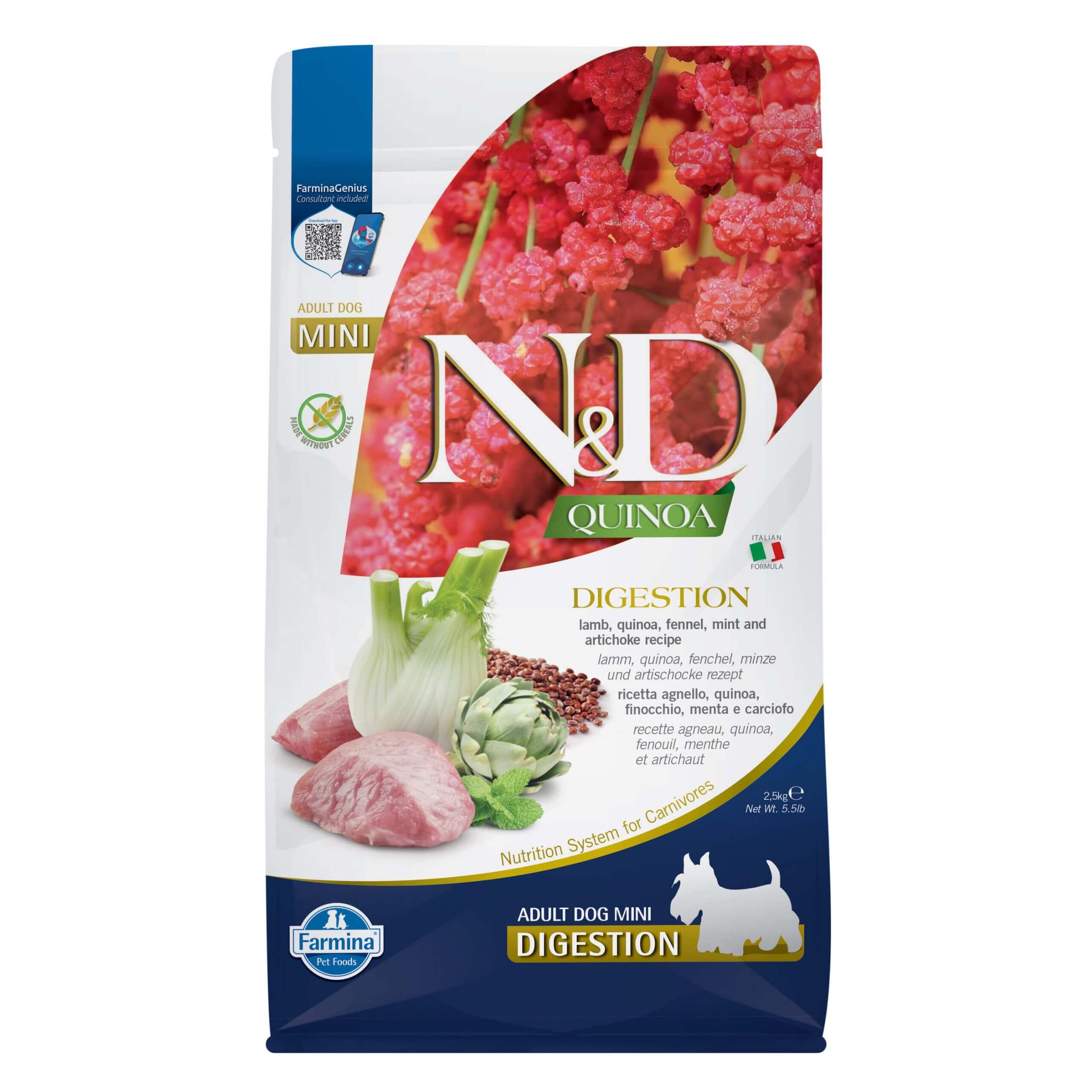 FARMINA N&D Quinoa Digestion Adult Mini Lamb 2,5kg