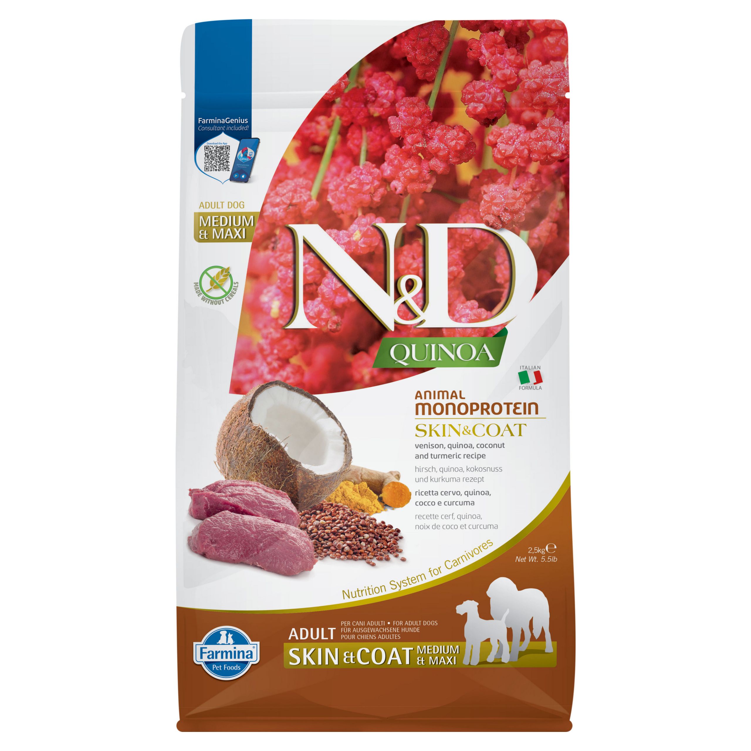 FARMINA N&D Quinoa Adult Medium Maxi Venison 2,5kg