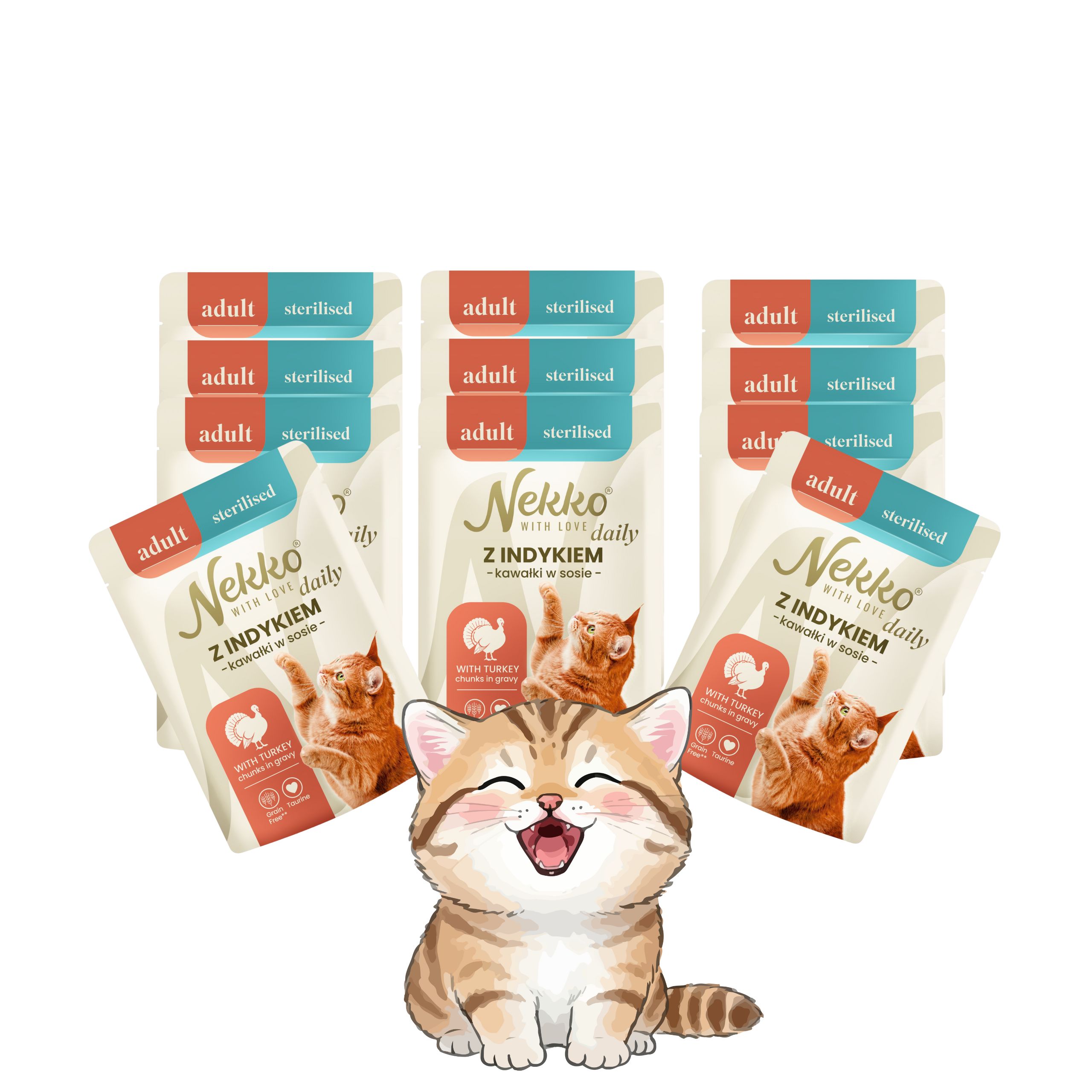 NEKKO DAILY Adult Sterilised Indyk kawałki w sosie 12x85g