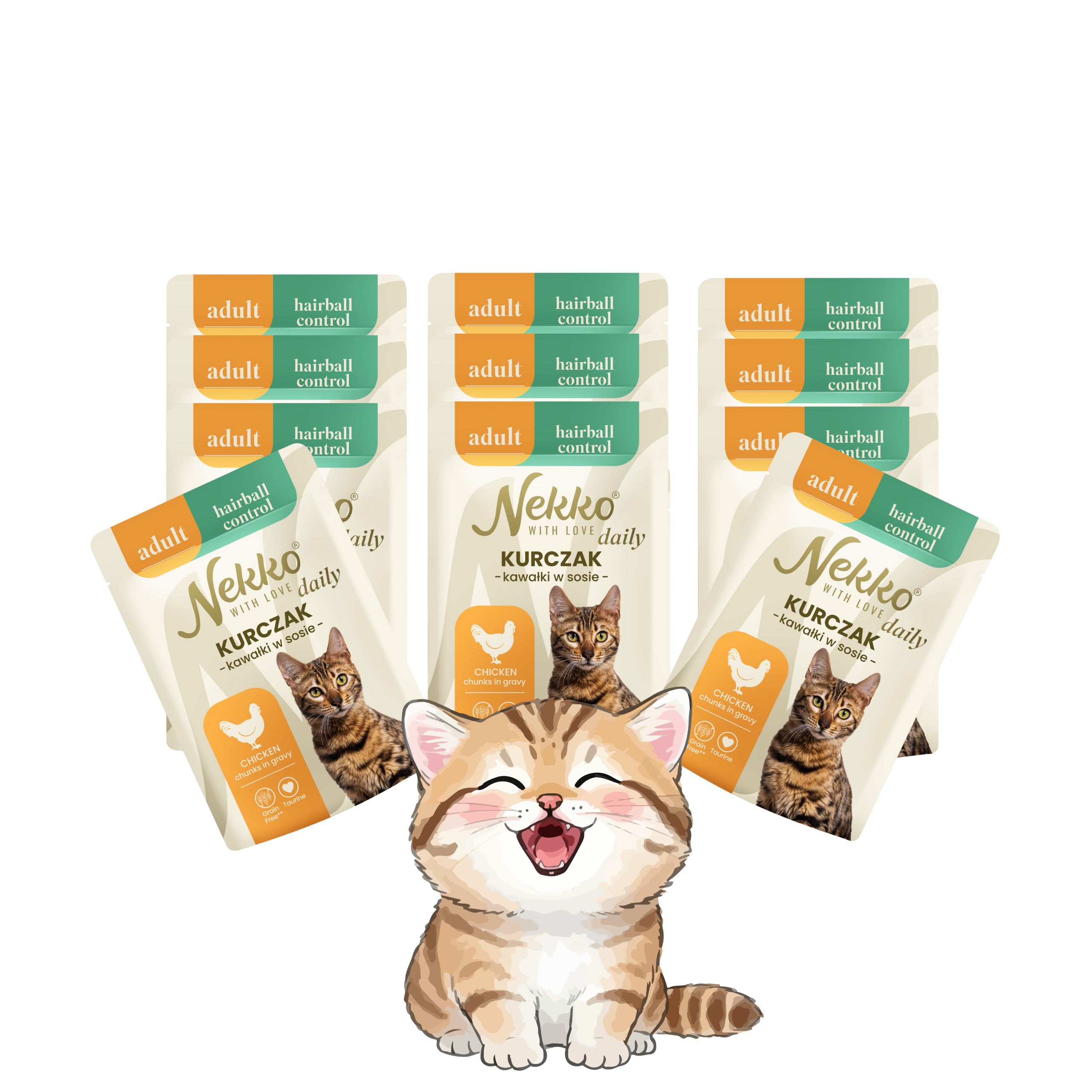 NEKKO DAILY Adult Hairball Control Kurczak kawałki w sosie 12x85g