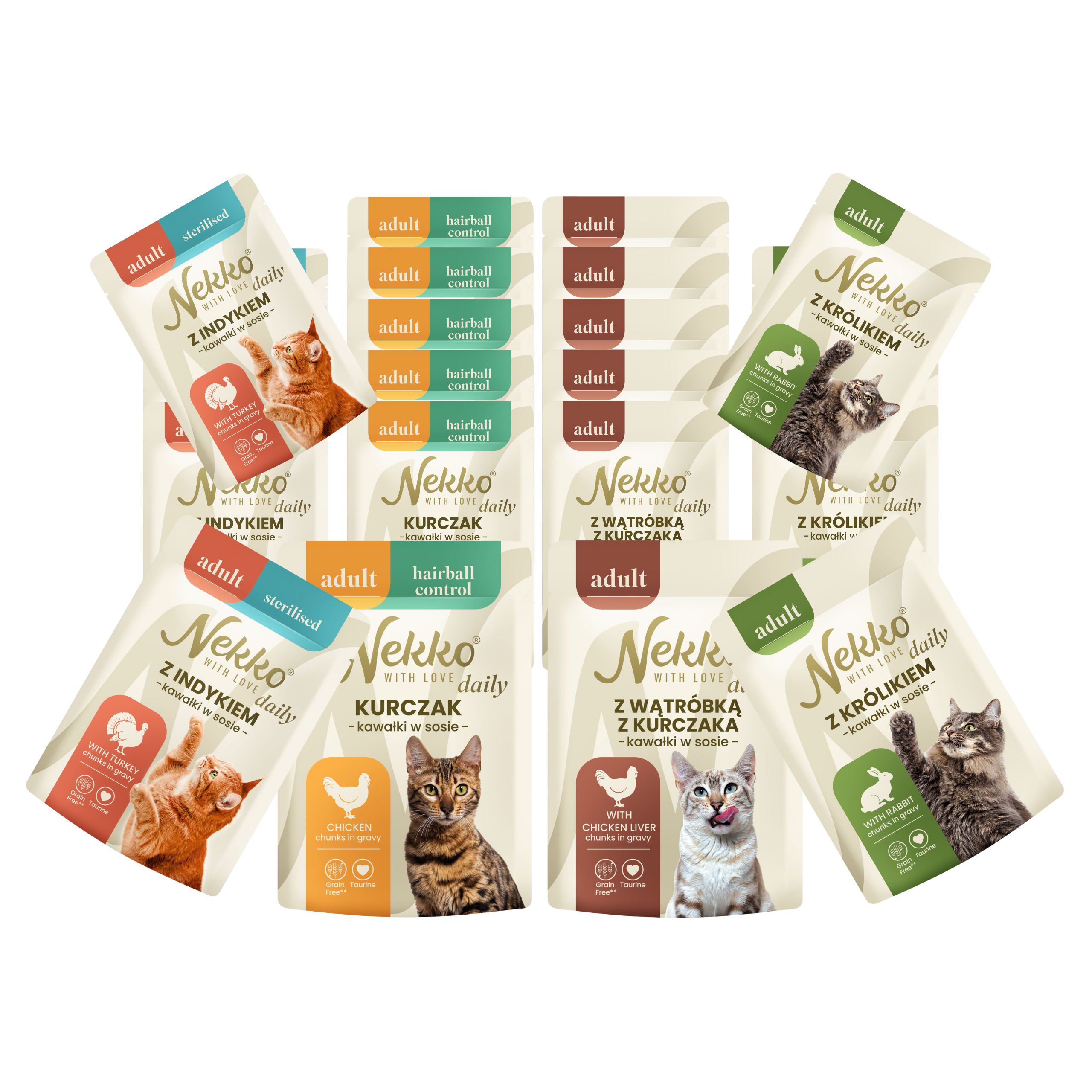 Nekko Daily Adult Mix Smaków Mokra Karma Dla Kota 24x85g