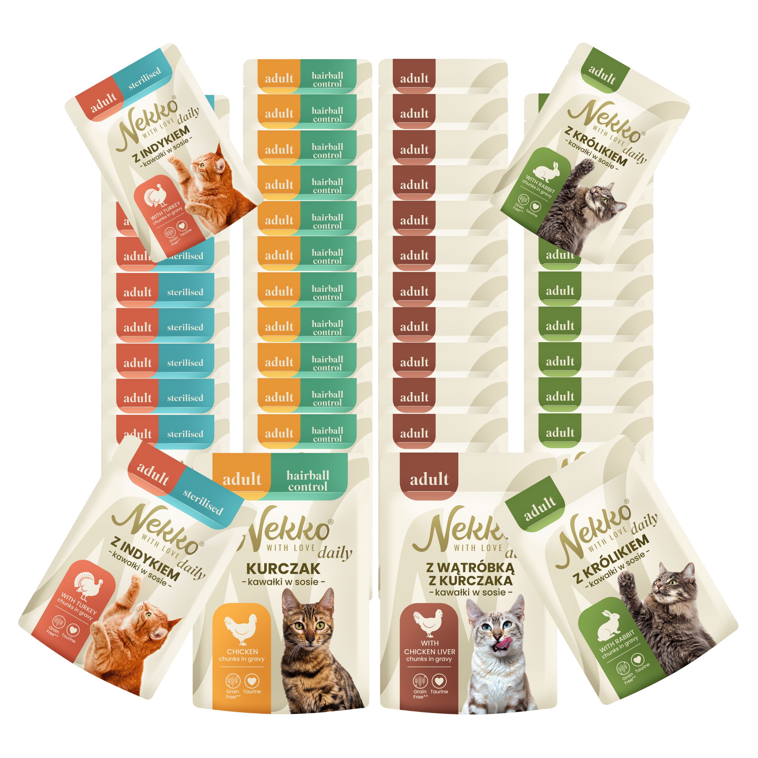 Nekko Daily Adult Mix Smaków Mokra Karma Dla Kota 48x85g