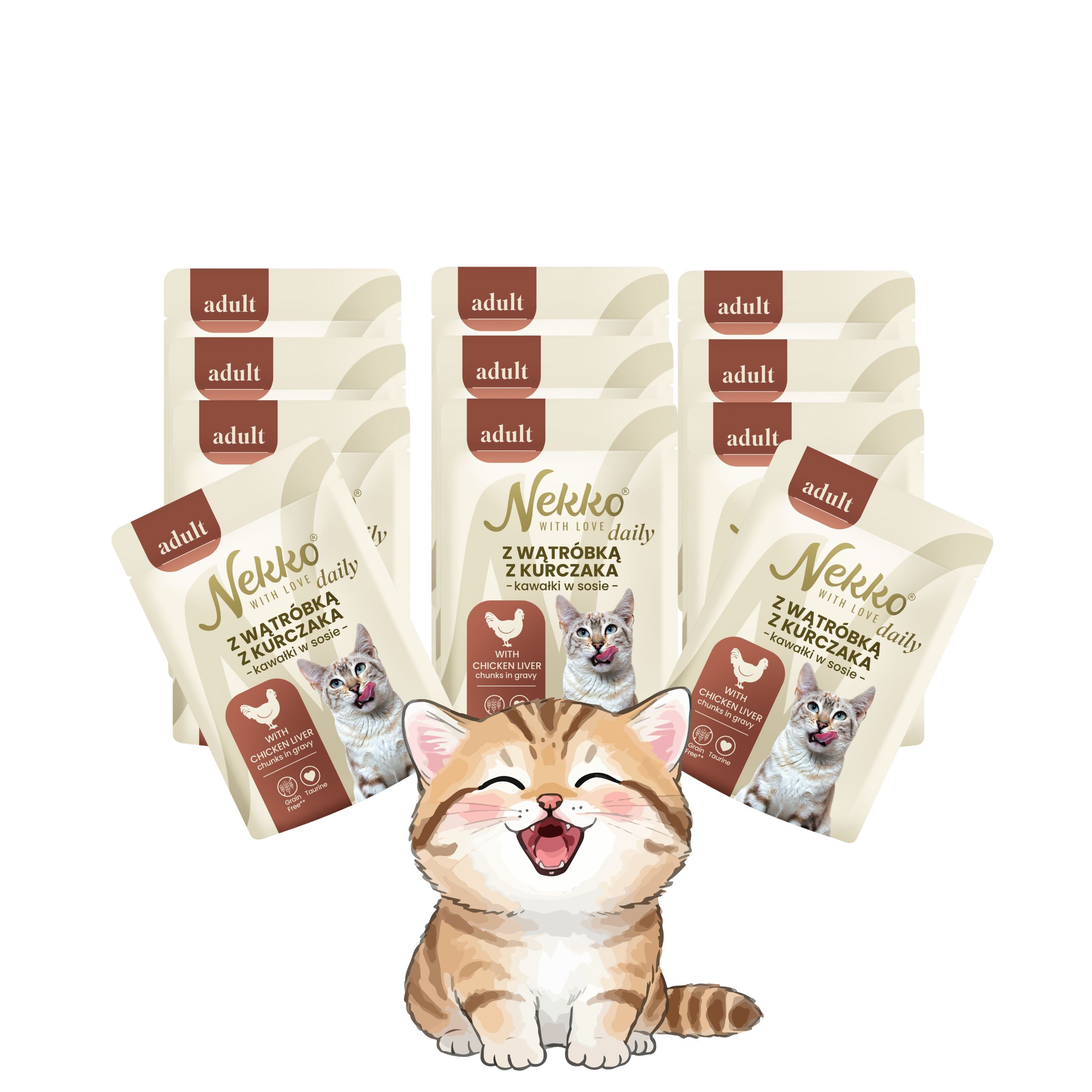 NEKKO DAILY Adult Wątróbka z kurczaka kawałki w sosie 12x85g