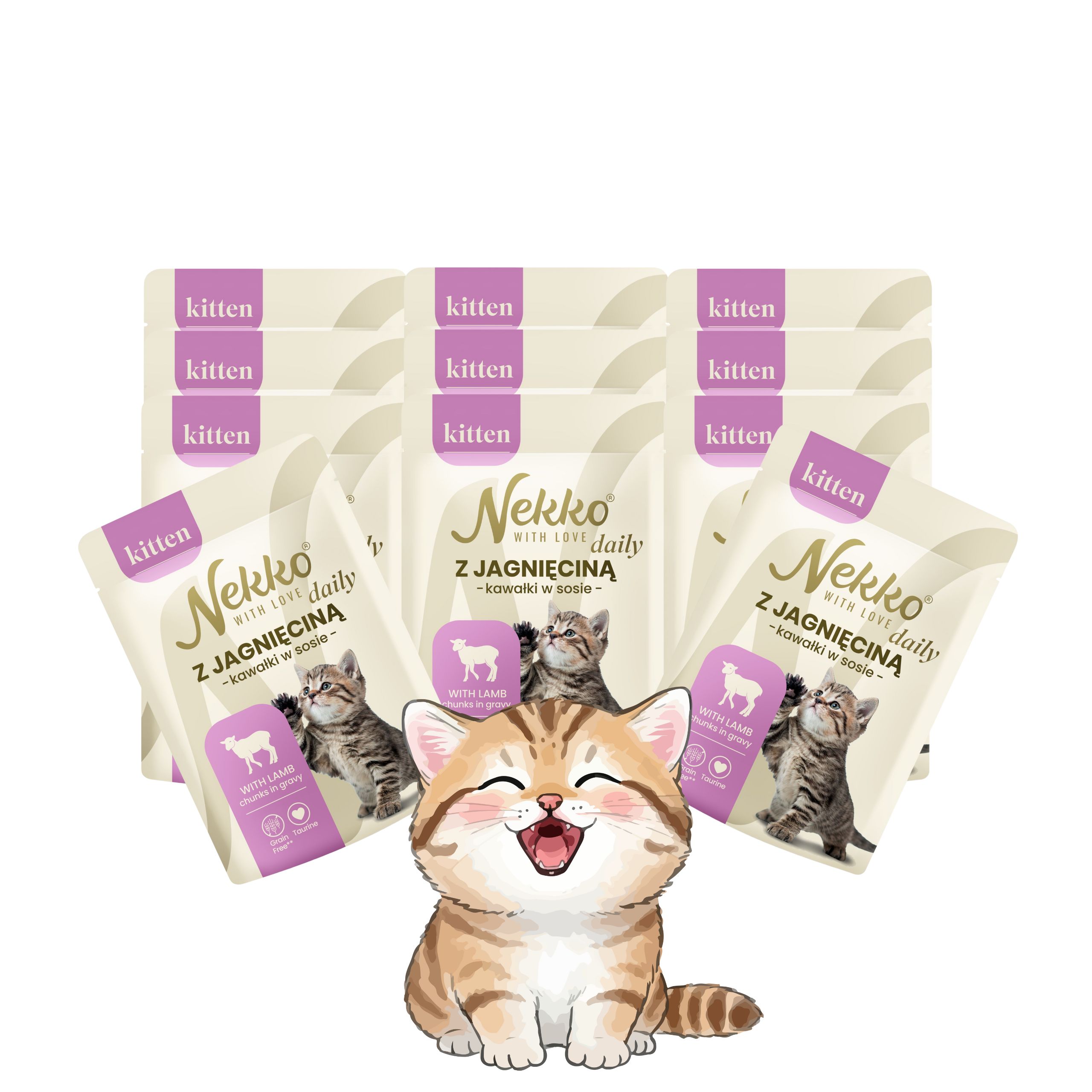 NEKKO DAILY Kitten Jagnięcina kawałki w sosie 12x85g