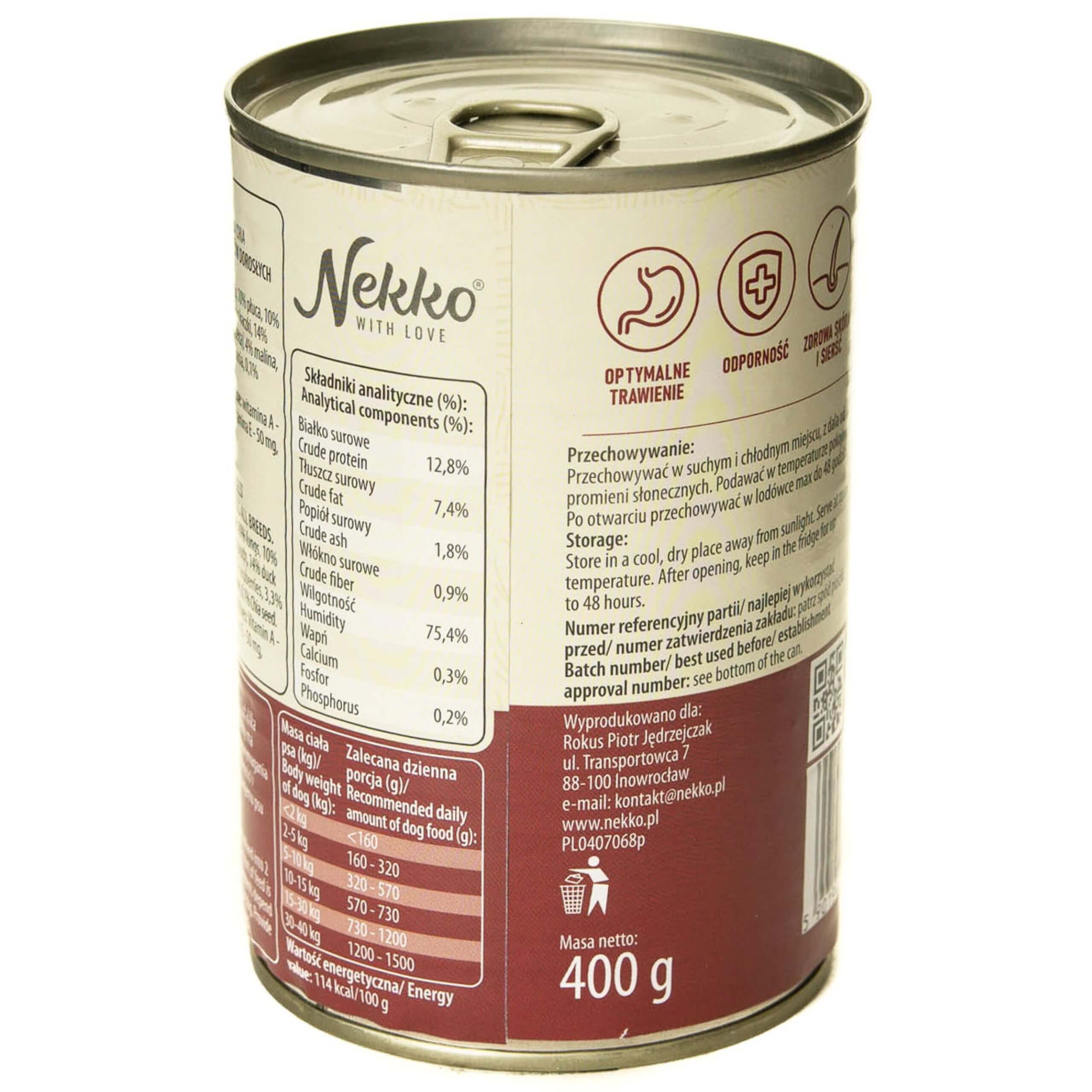 NEKKO Adult Kaczka Maliny Chia