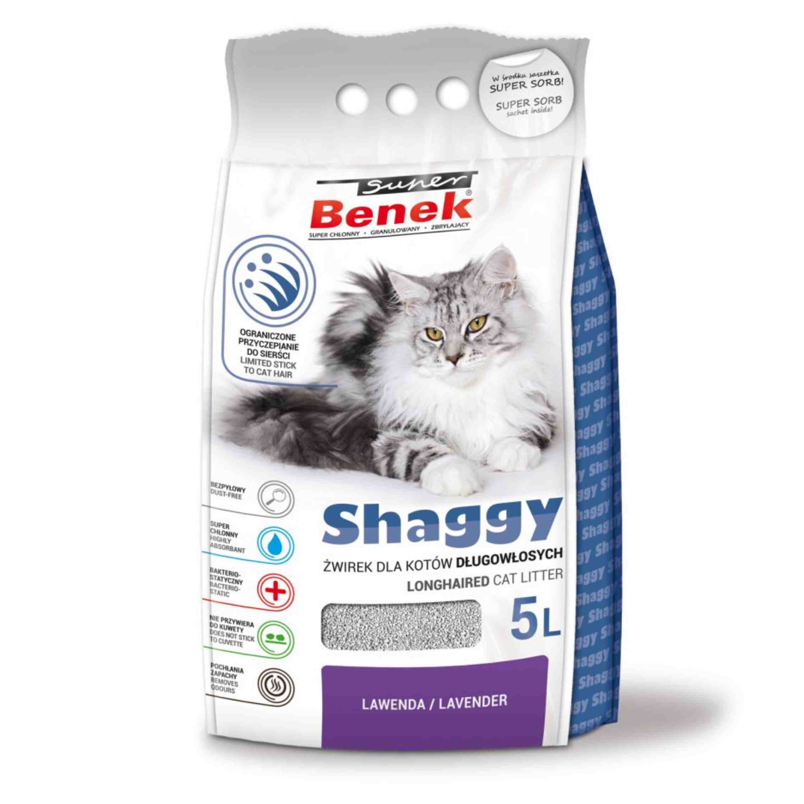SUPER BENEK Shaggy Lawendowy 5L
