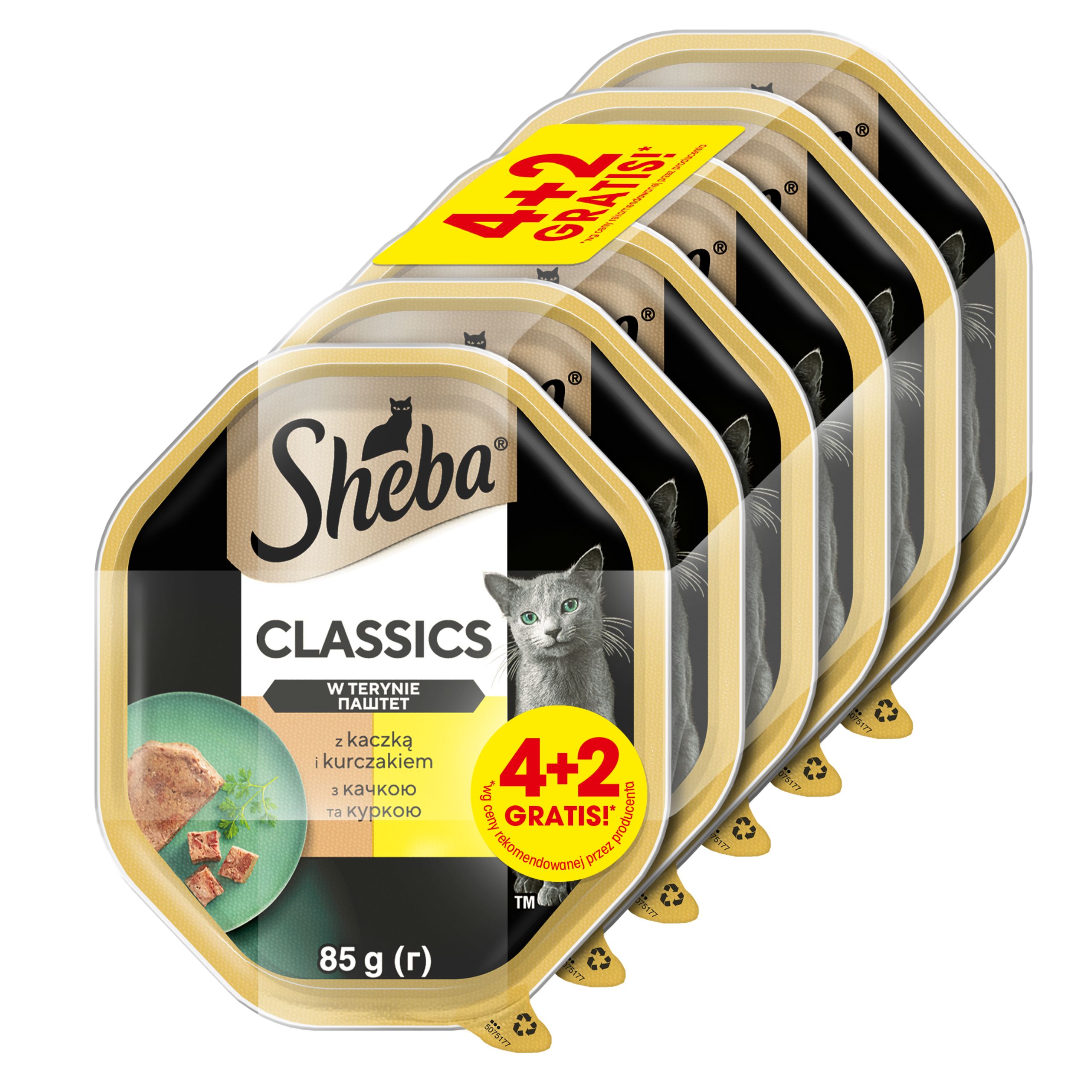 SHEBA Kaczka Kurczak pasztet 85g 4+2 gratis