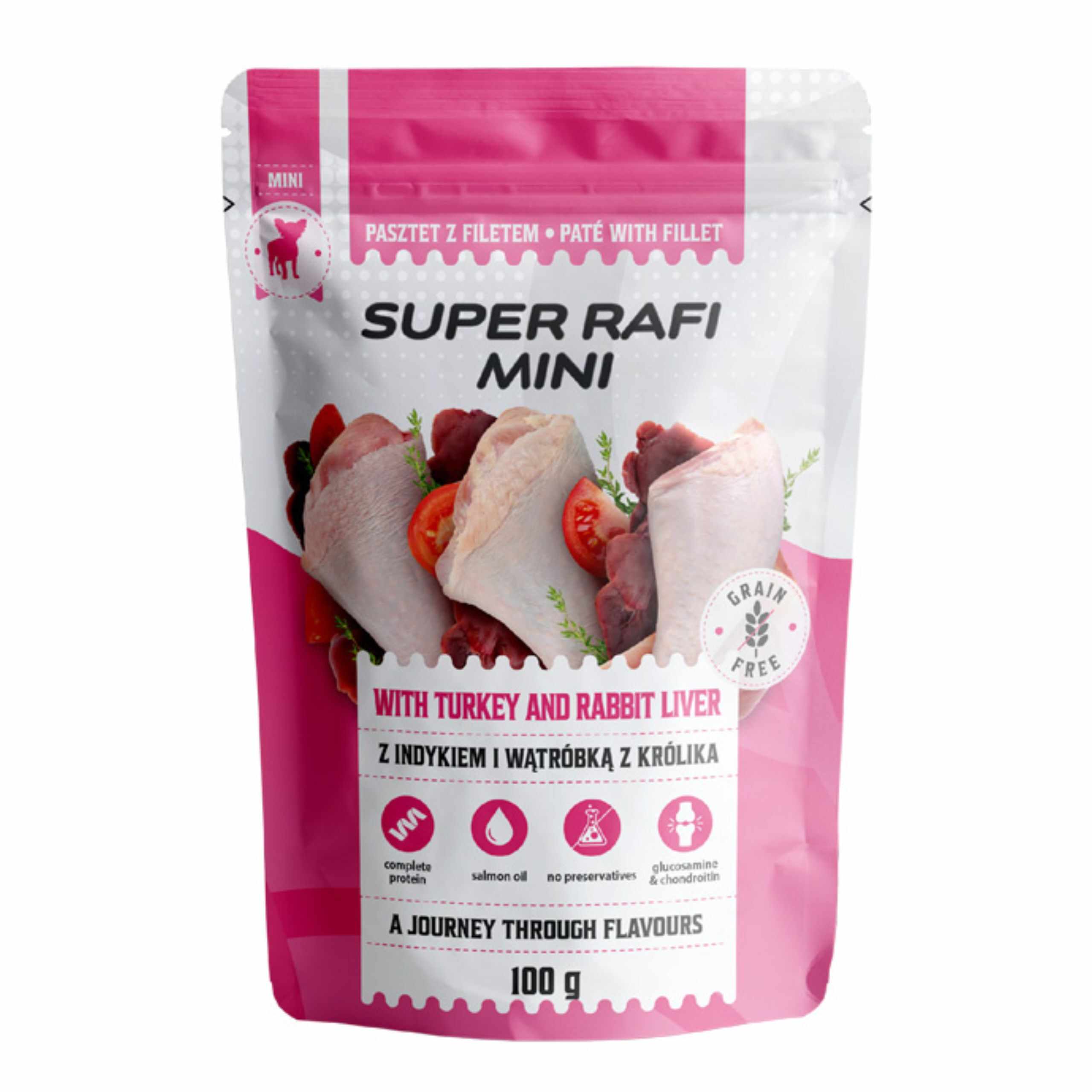 SUPER RAFI Mini z Indykiem i Wątróbką z Królika 100g