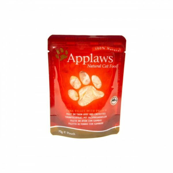 Applaws saszetka Filet z Tuńczyka z Krewetkami w wywarze 70g