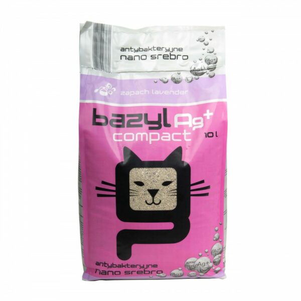 BAZYL AG+ Compact Lavender żwirek zbrylający z nano srebrem 10L