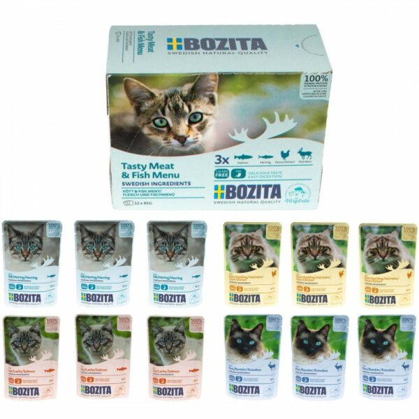 Bozita kawałki w sosie MULTIBOX Tasty Meat & Fish 12x85g