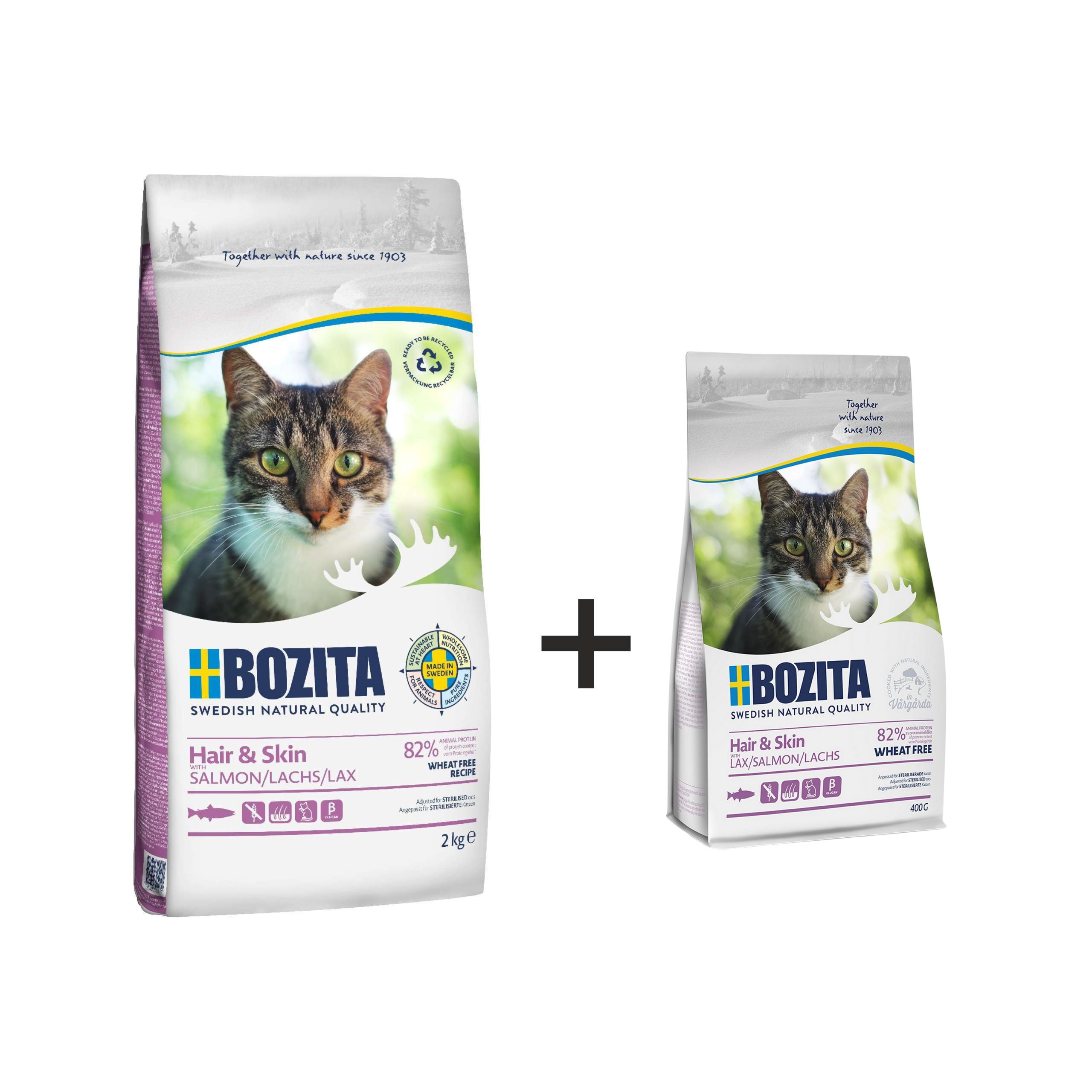 BOZITA HAIR & SKIN Wheat Free 2kg + 400g gratis