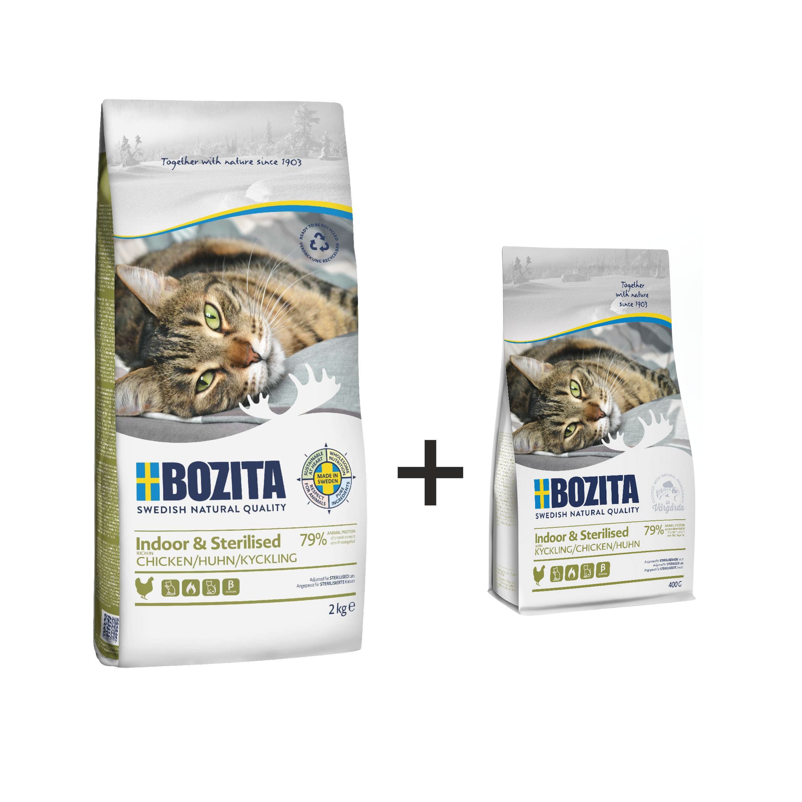 BOZITA INDOOR & STERILISED 2kg + 400g gratis