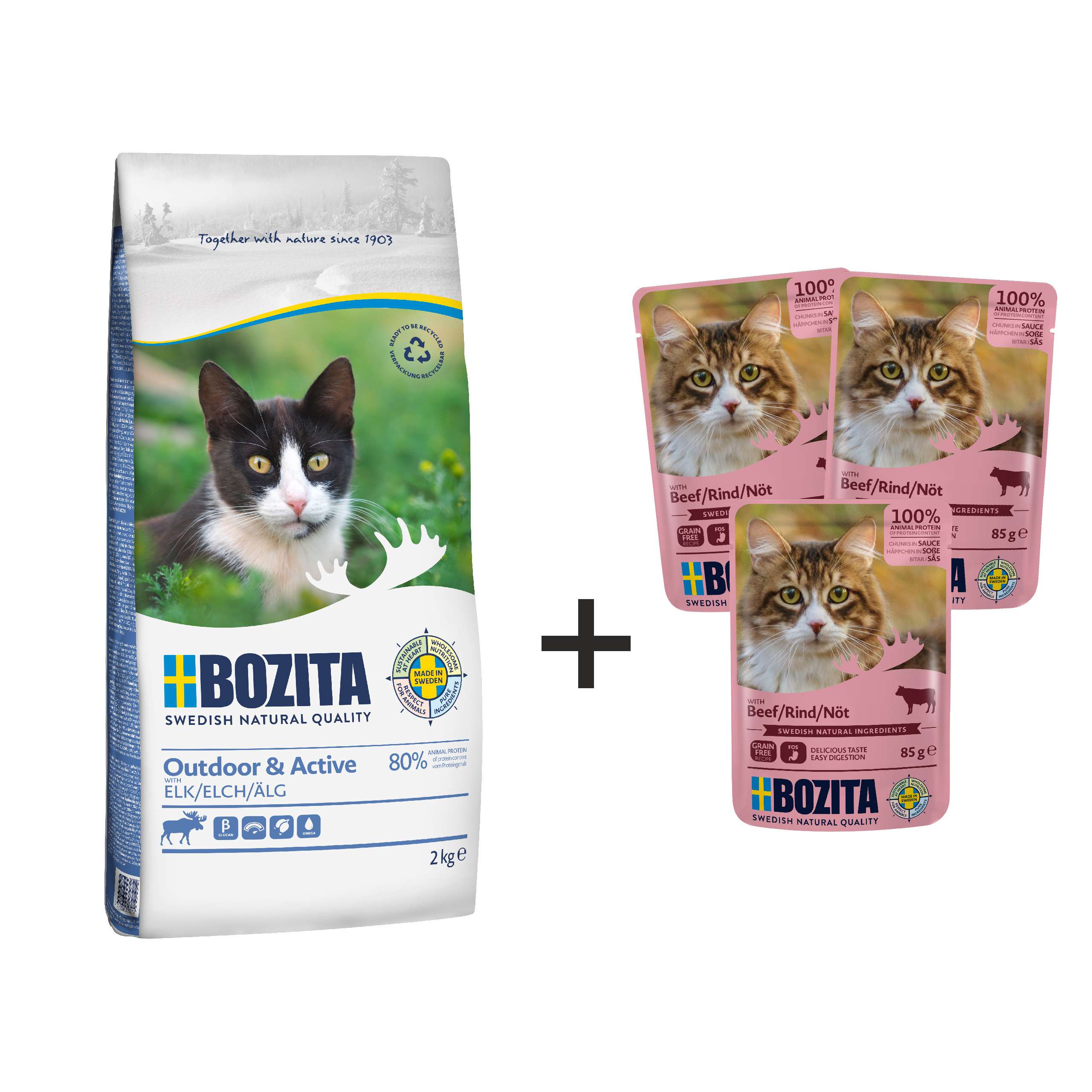 Bozita OUTDOOR & ACTIVE 2kg + 3 saszetki gratis!