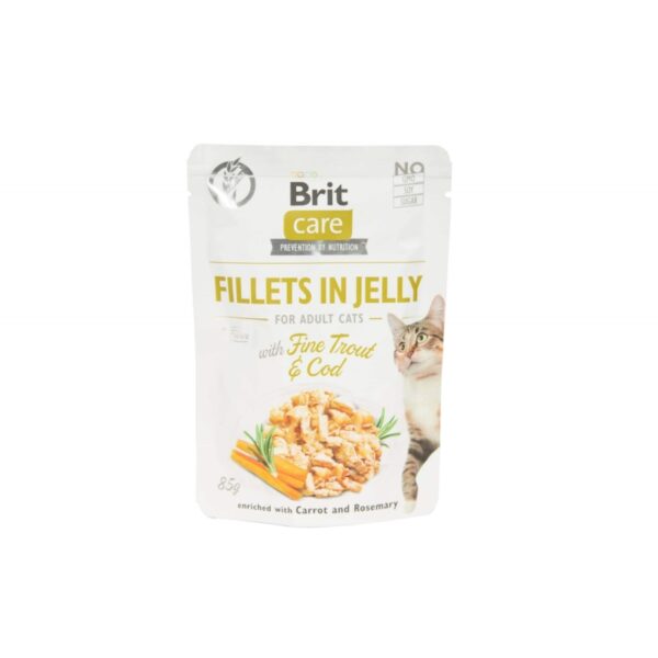 BRIT Care saszetka FILLETS IN JELLY Fine Trout & Cod 85g