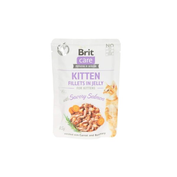 BRIT Care saszetka FILLETS IN JELLY Kitten Savory Salmon 85g