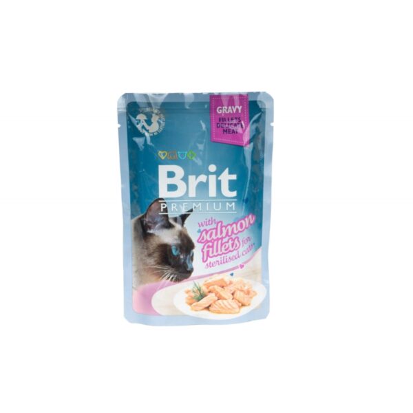 BRIT Premium saszetka FILLETS STERILISED SALMON w sosie 85g