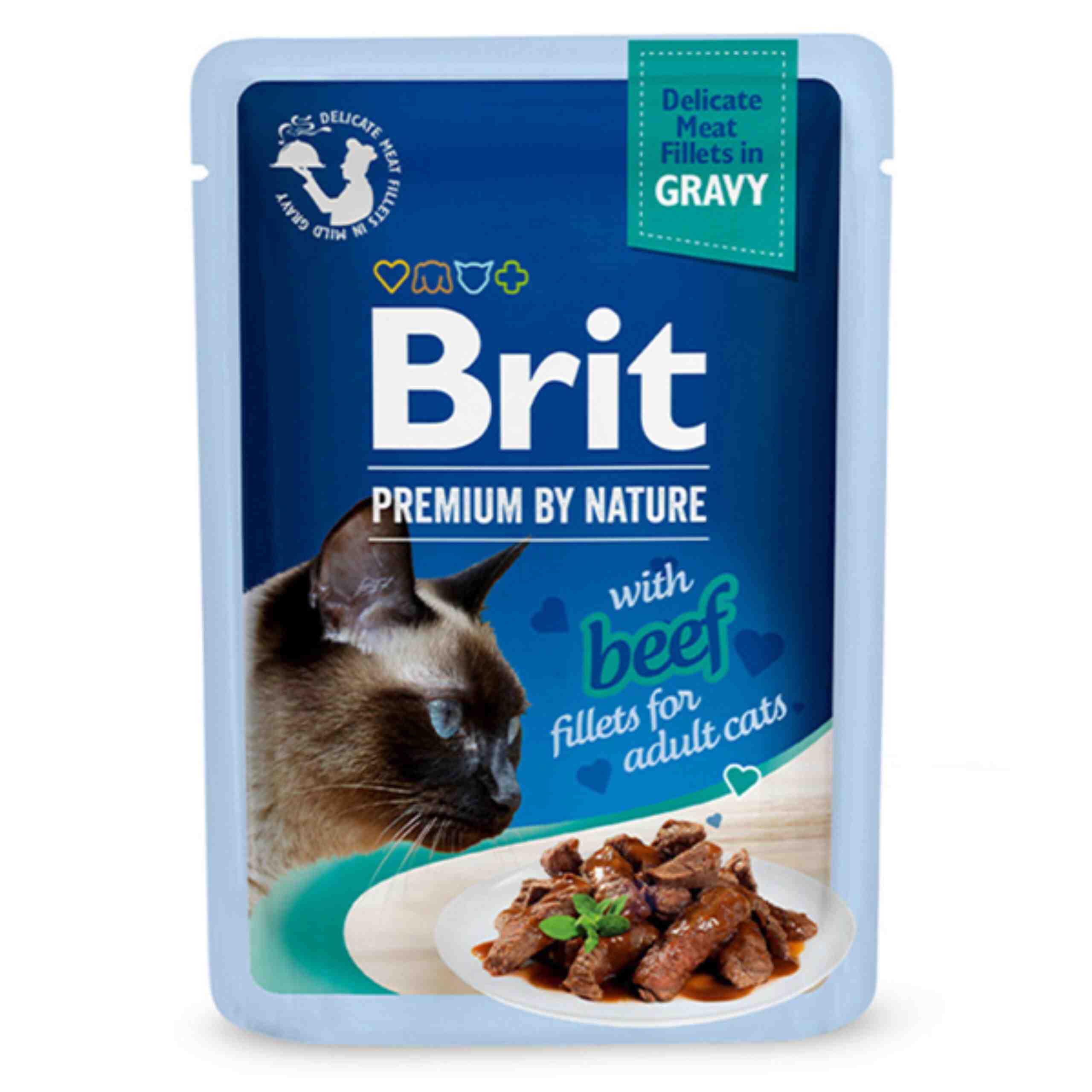BRIT PREMIUM saszetka FILLETS IN GRAVY Beef 85g