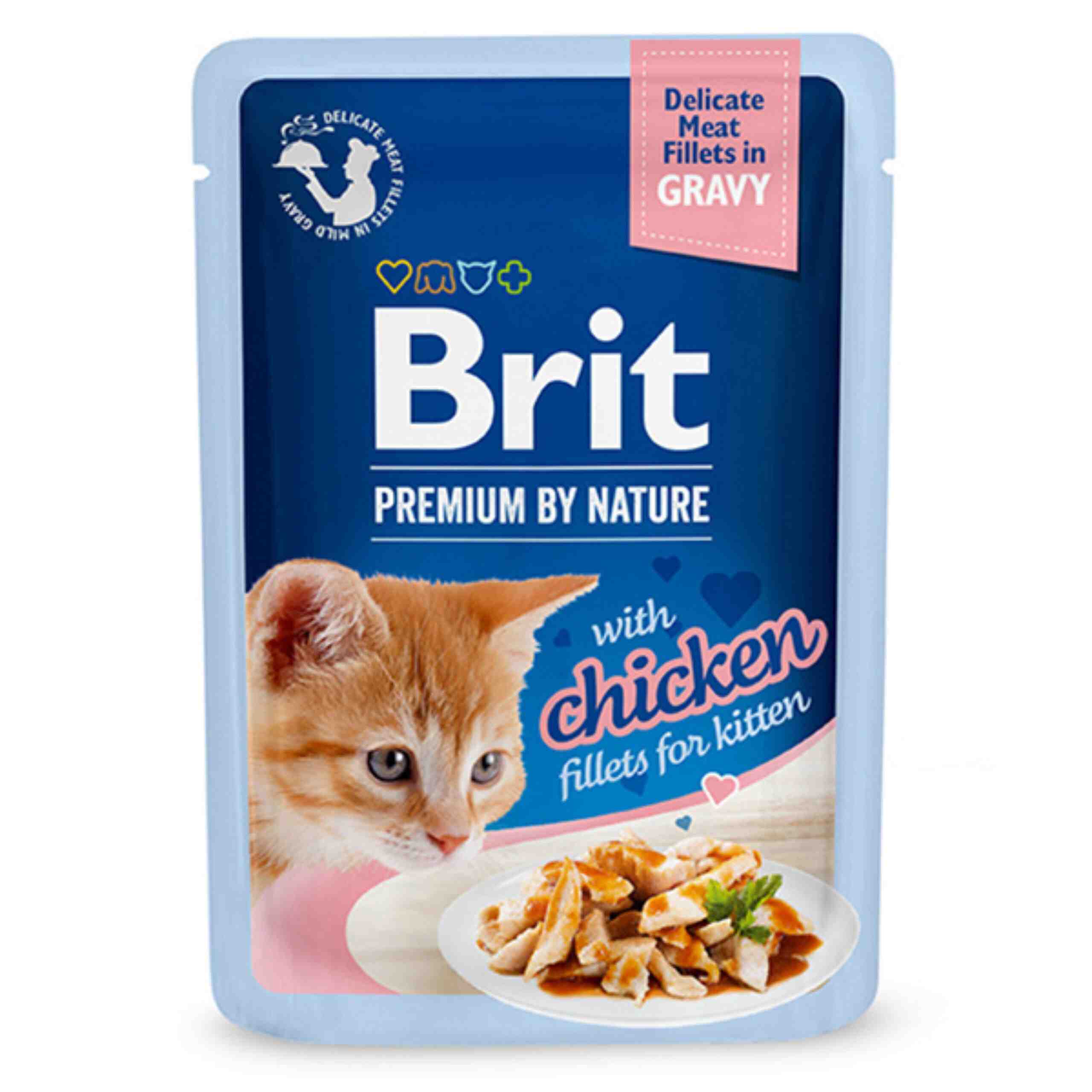 BRIT PREMEMIUM saszetka FILLETS IN GRAVY Kitten Chicken 85g