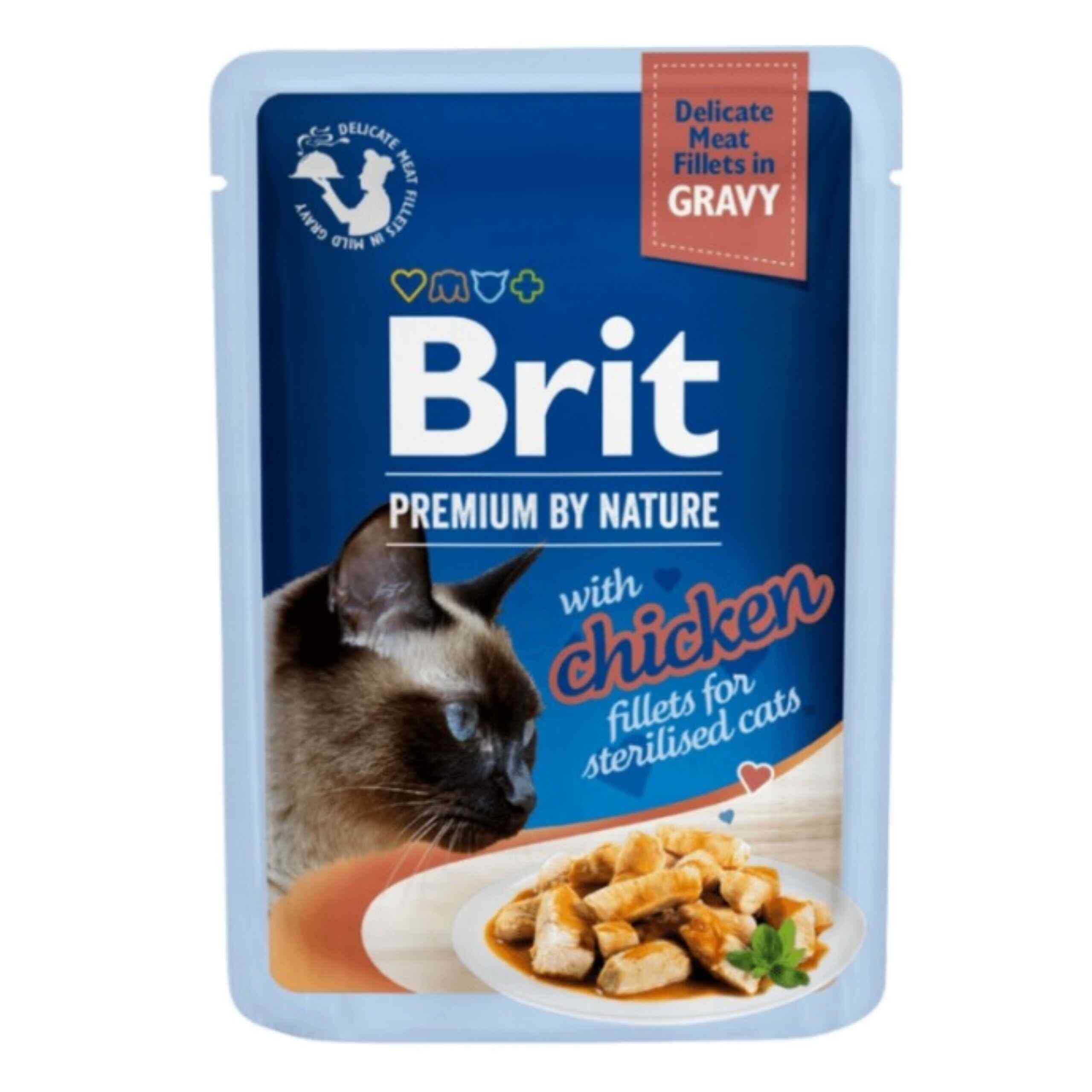 BRIT PREMIUM saszetka FILLETS IN GRAVY Sterilised Chicken 85g