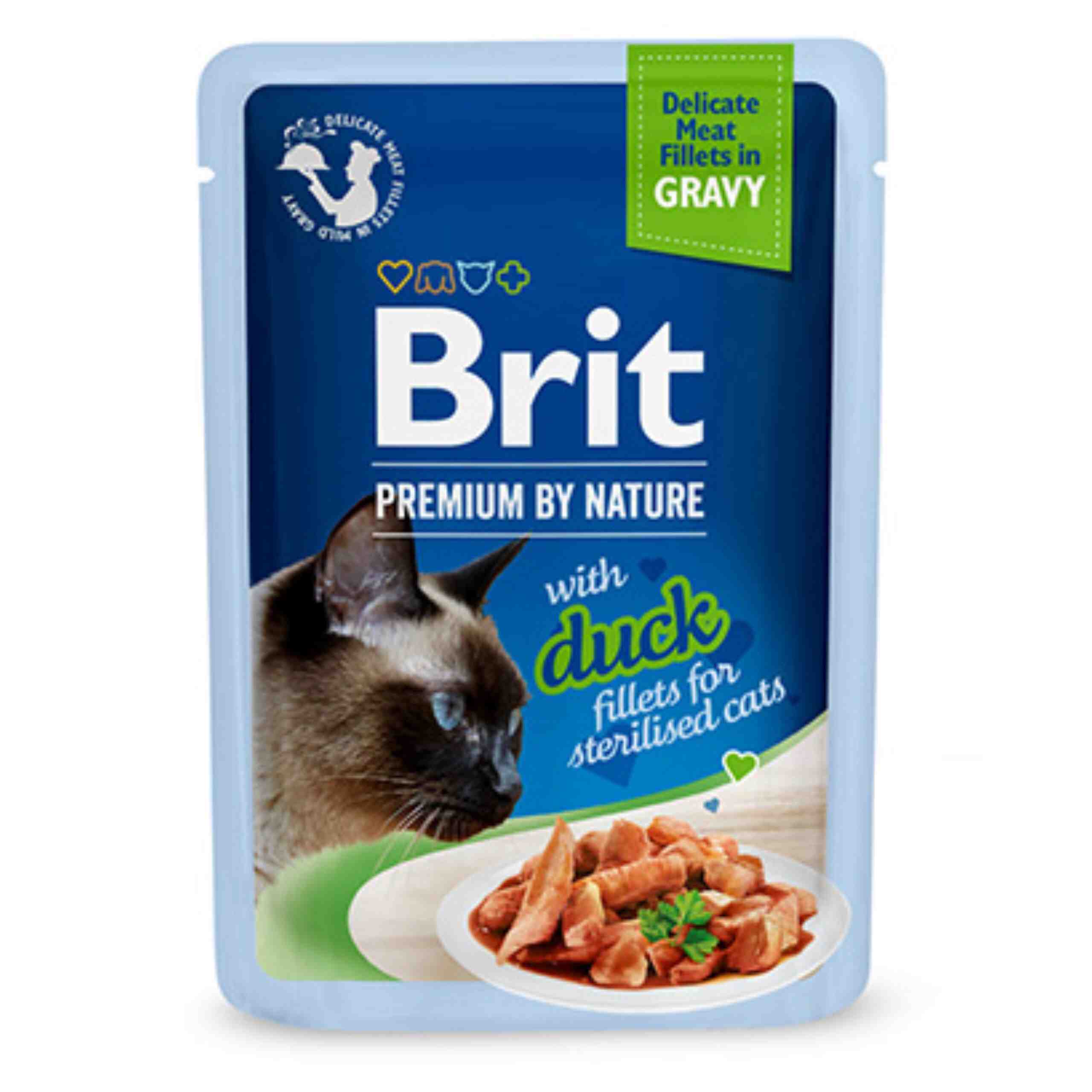 BRIT PREMEMIUM saszetka FILLETS IN GRAVY Sterilised Duck 85g